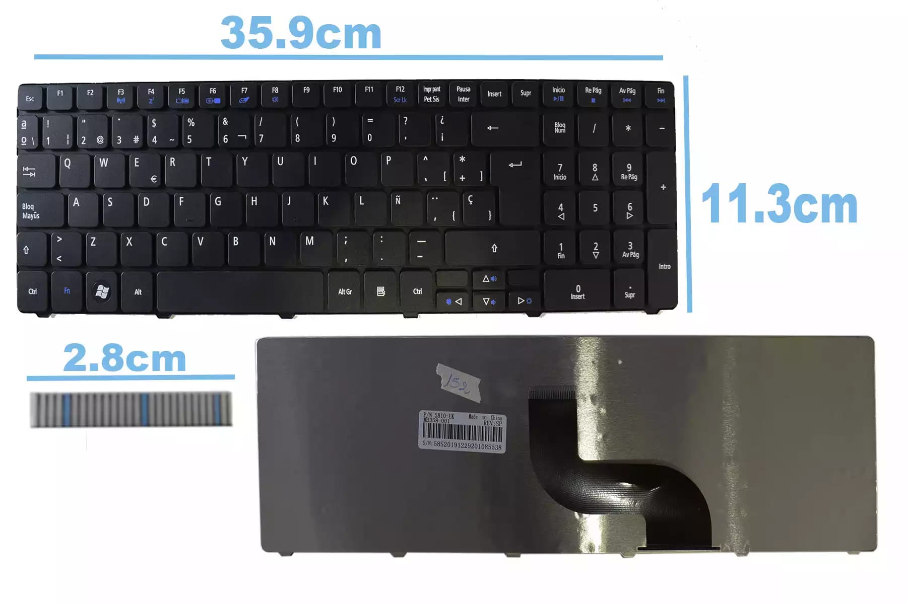 TECLADO ACER 5810 5820TG 5820T 5741 5742 5733 5736 5738 5738G 5739 5740 5745 SP — imagen 1