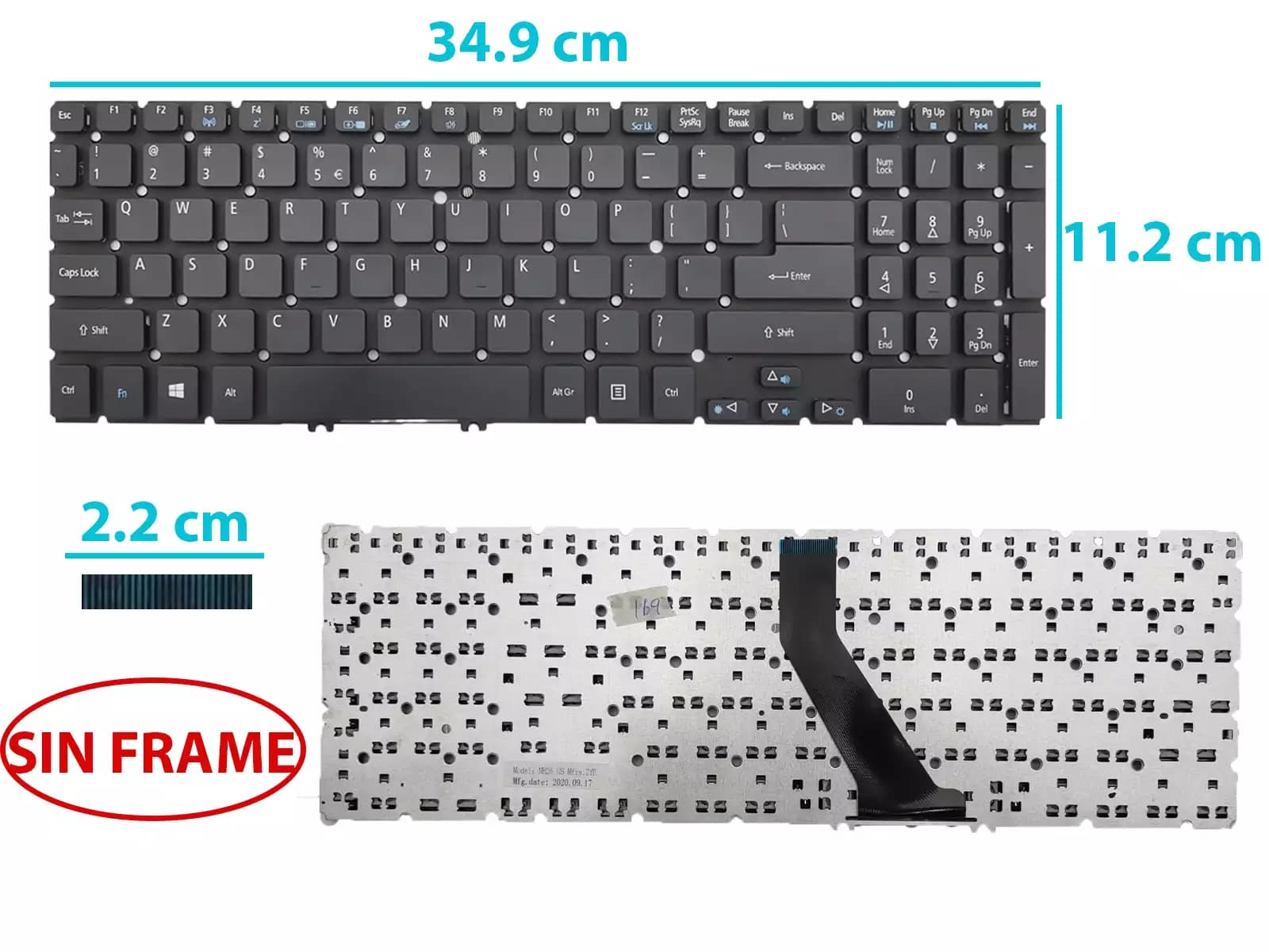 TECLADO ACER ASPIRE V5 V5-531 V5-551 V5-571 SIN FRAME US — imagen 1
