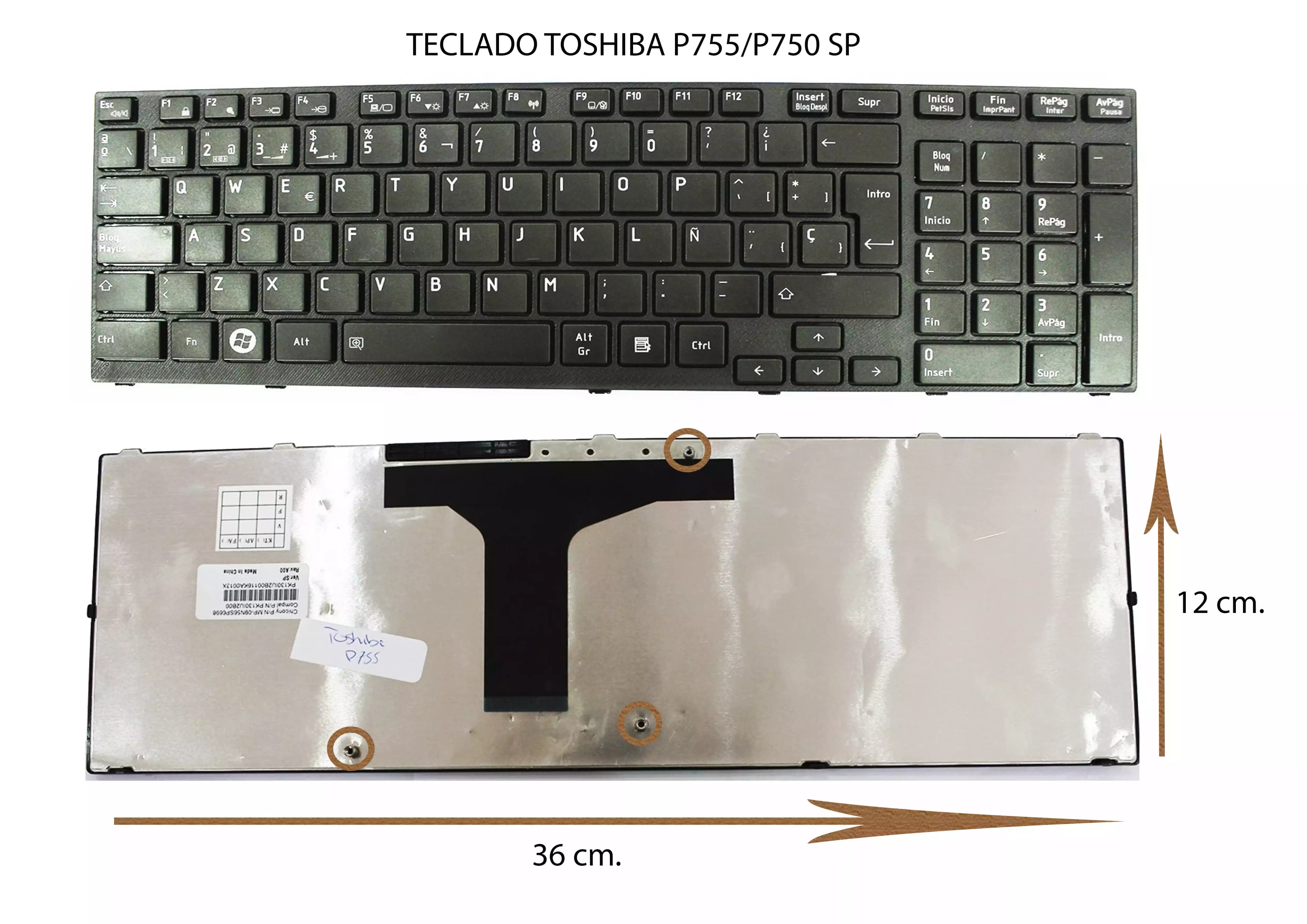 TECLADO TOSHIBA P755/P750 SP — imagen 1
