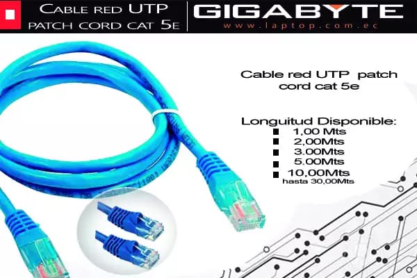 Cable red UTP patch cord cat 5e 1,00 Metros — imagen 1