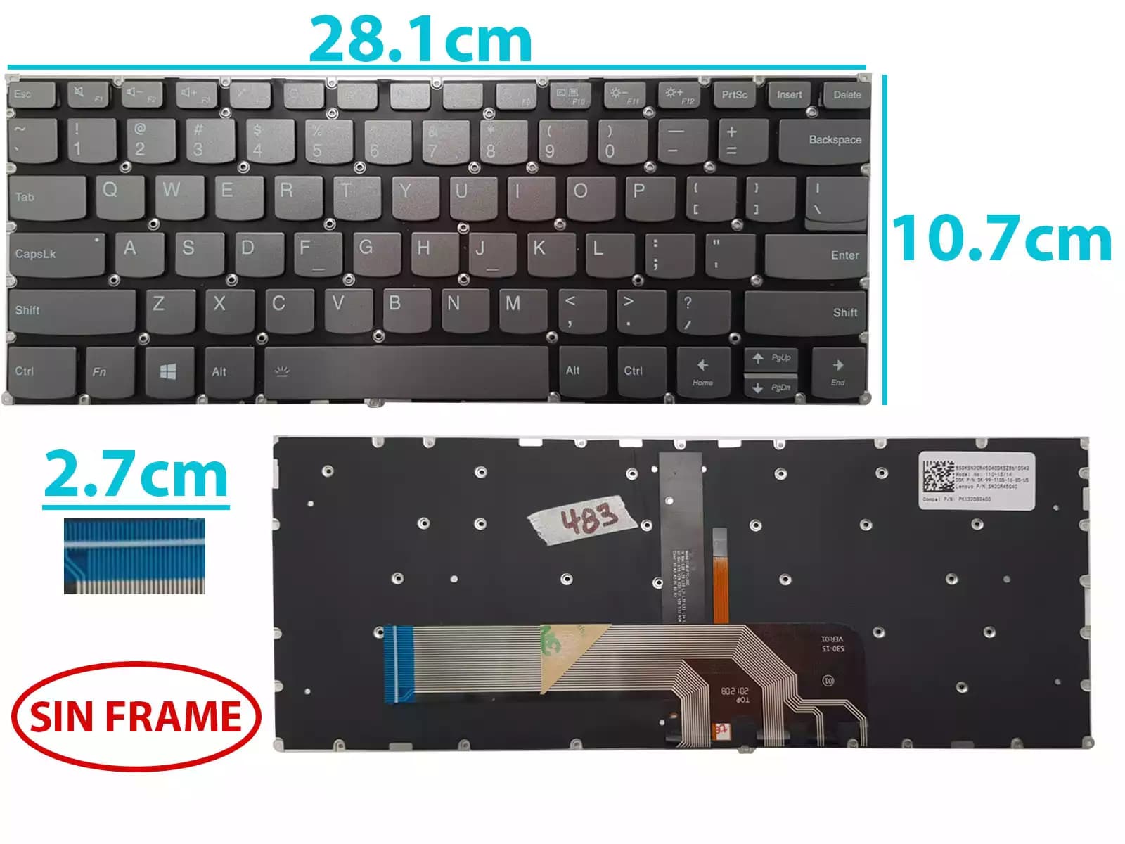 TECLADO HP 450 G1 FRAMELESS SP — imagen 1