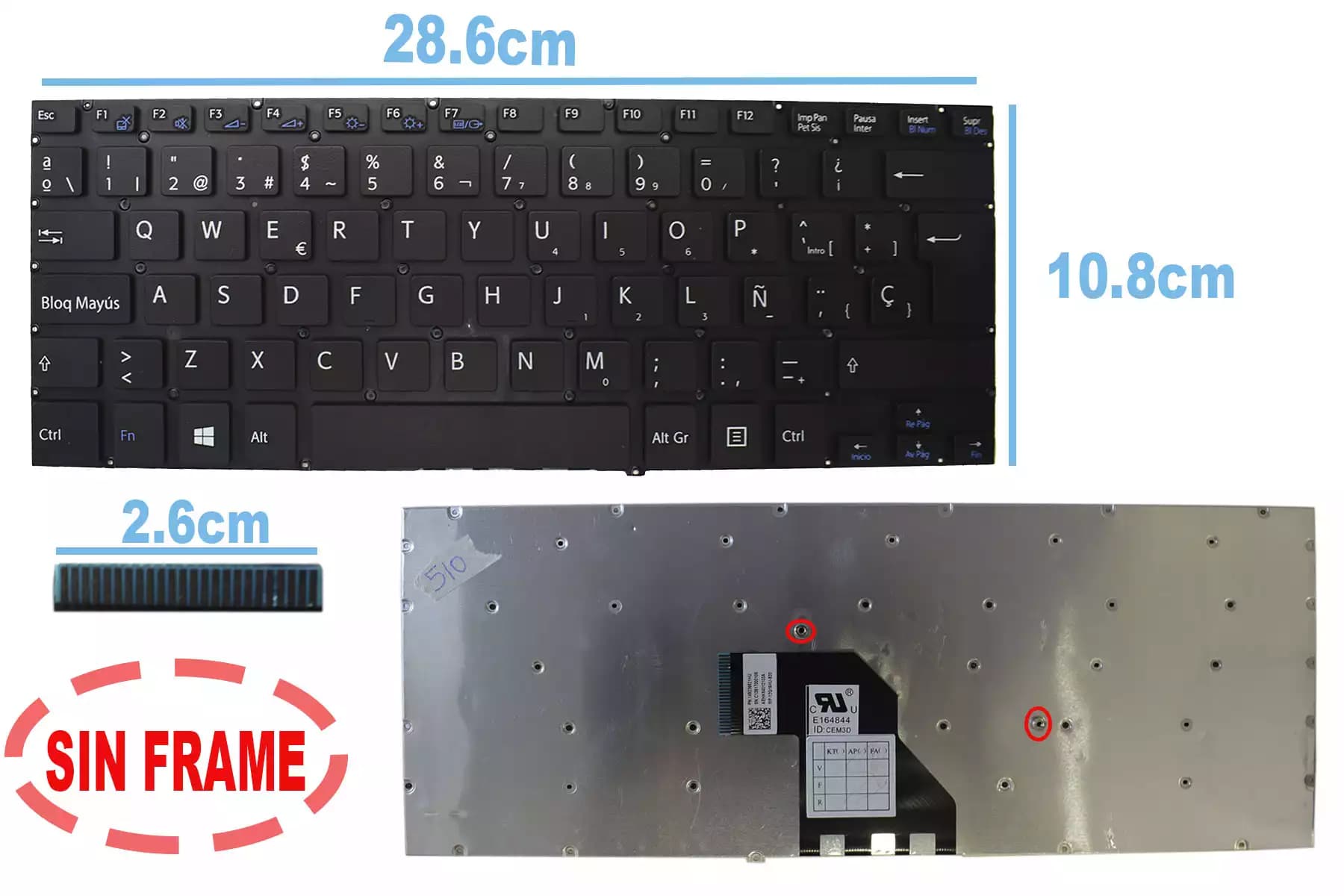 TECLADO SONY SVF142 NEGRO SIN FRAME SP — imagen 1