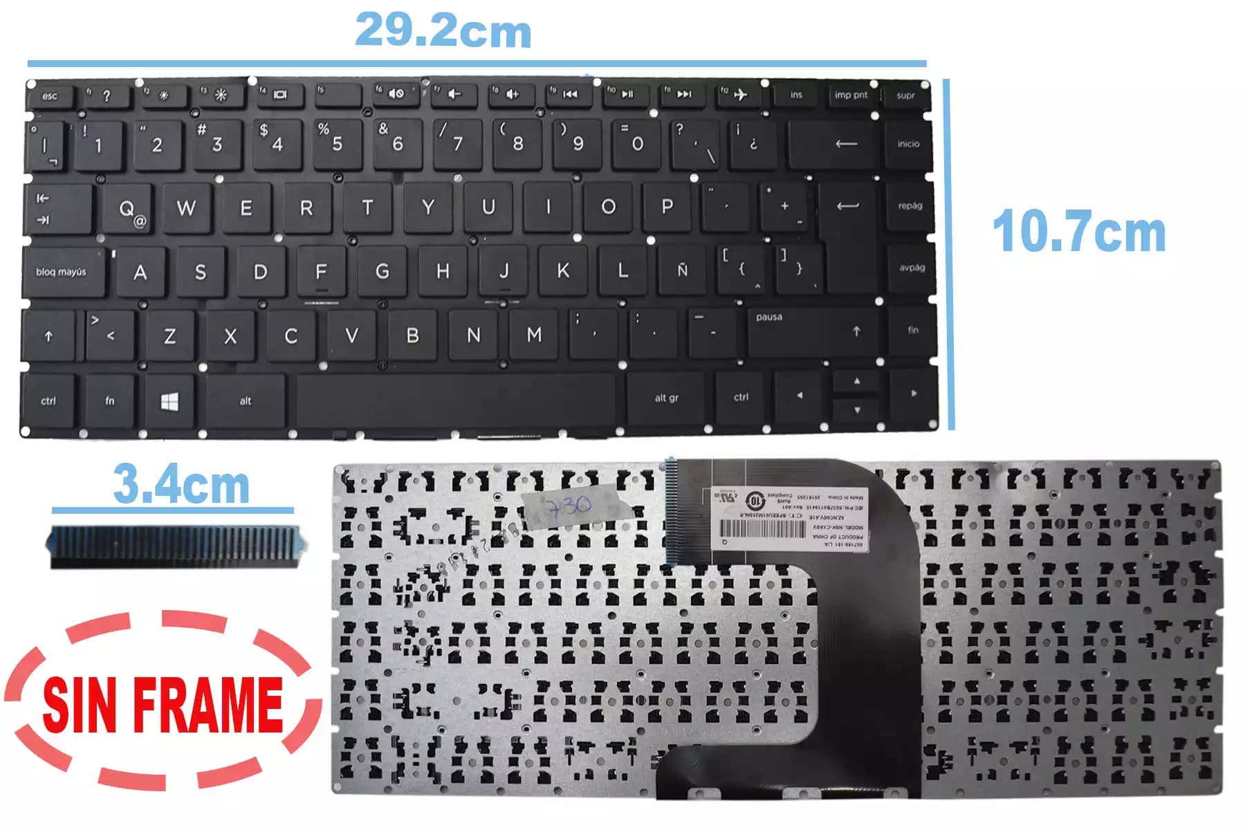 TECLADO HP 14-AC109 240 G5 245 G5 SIN FRAME SP — imagen 1