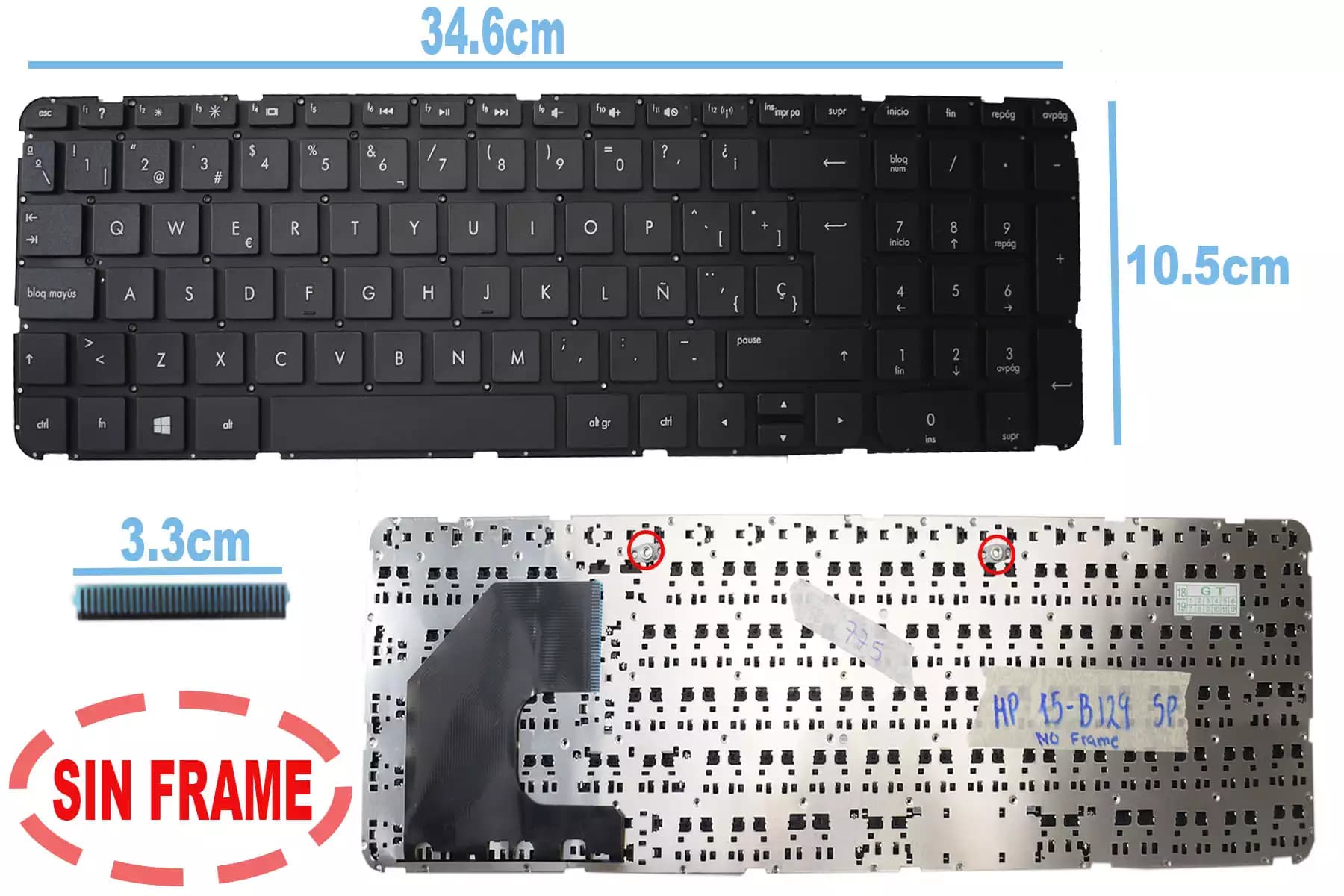 TECLADO HP 15-B129WM SIN FRAME SP — imagen 1
