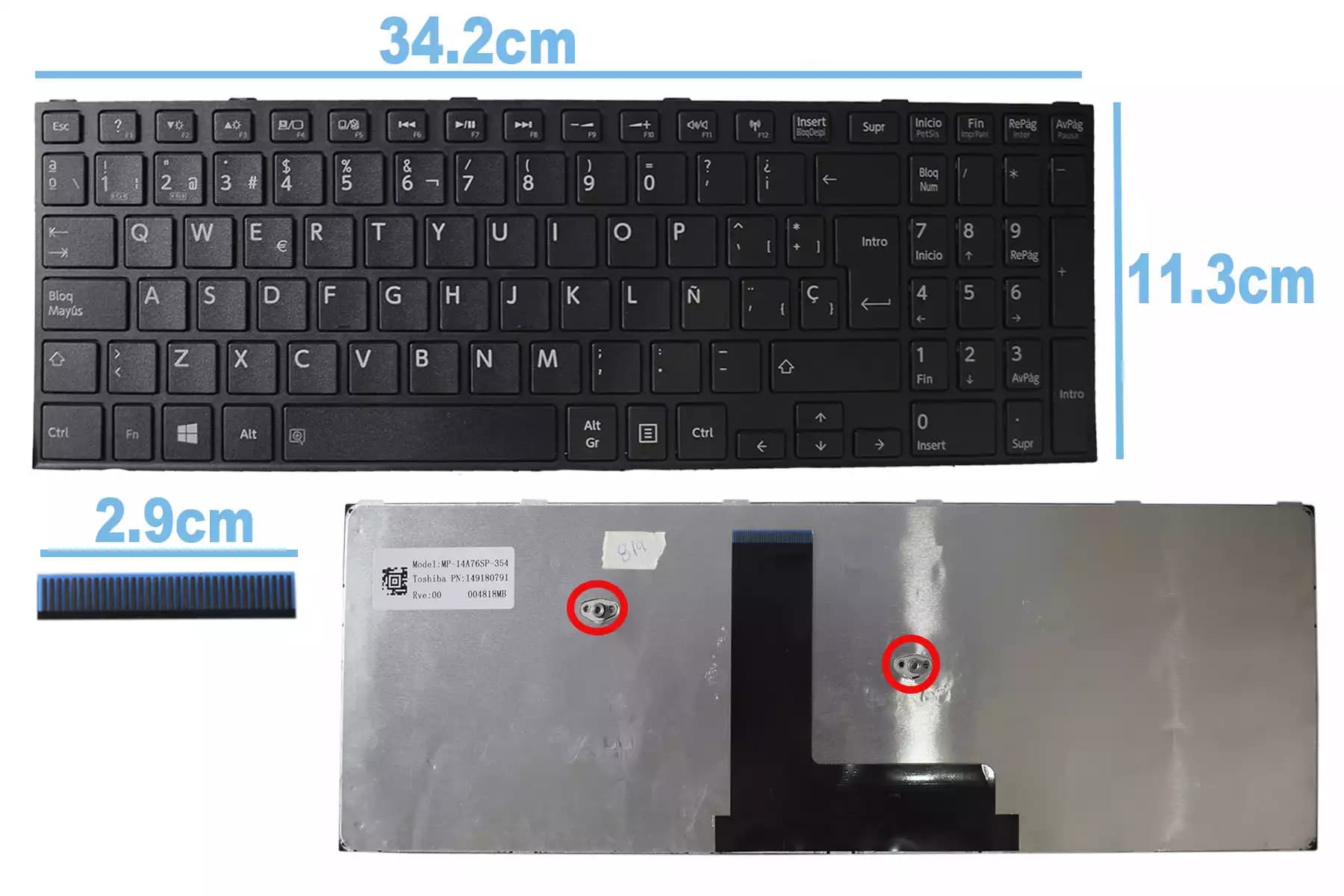 TECLADO TOSHIBA C55-B5242X SP — imagen 1
