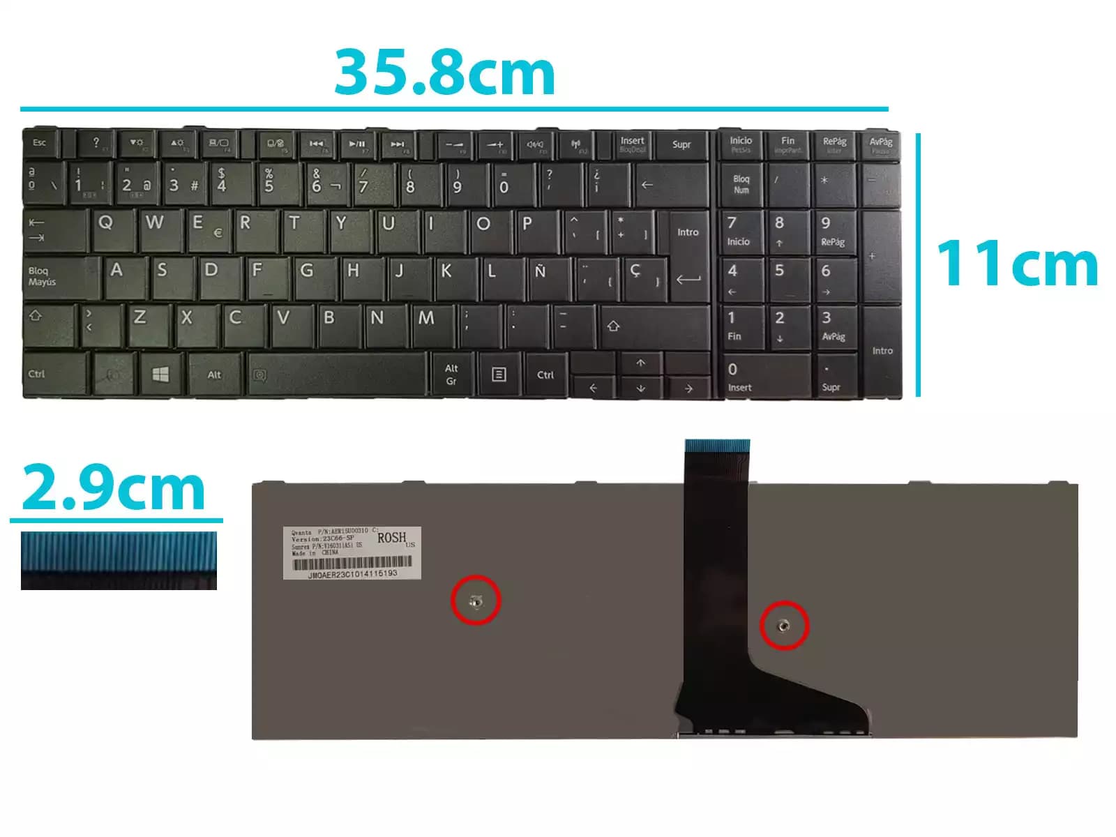 TECLADO TOSHIBA L15W-B1302 SP — imagen 1