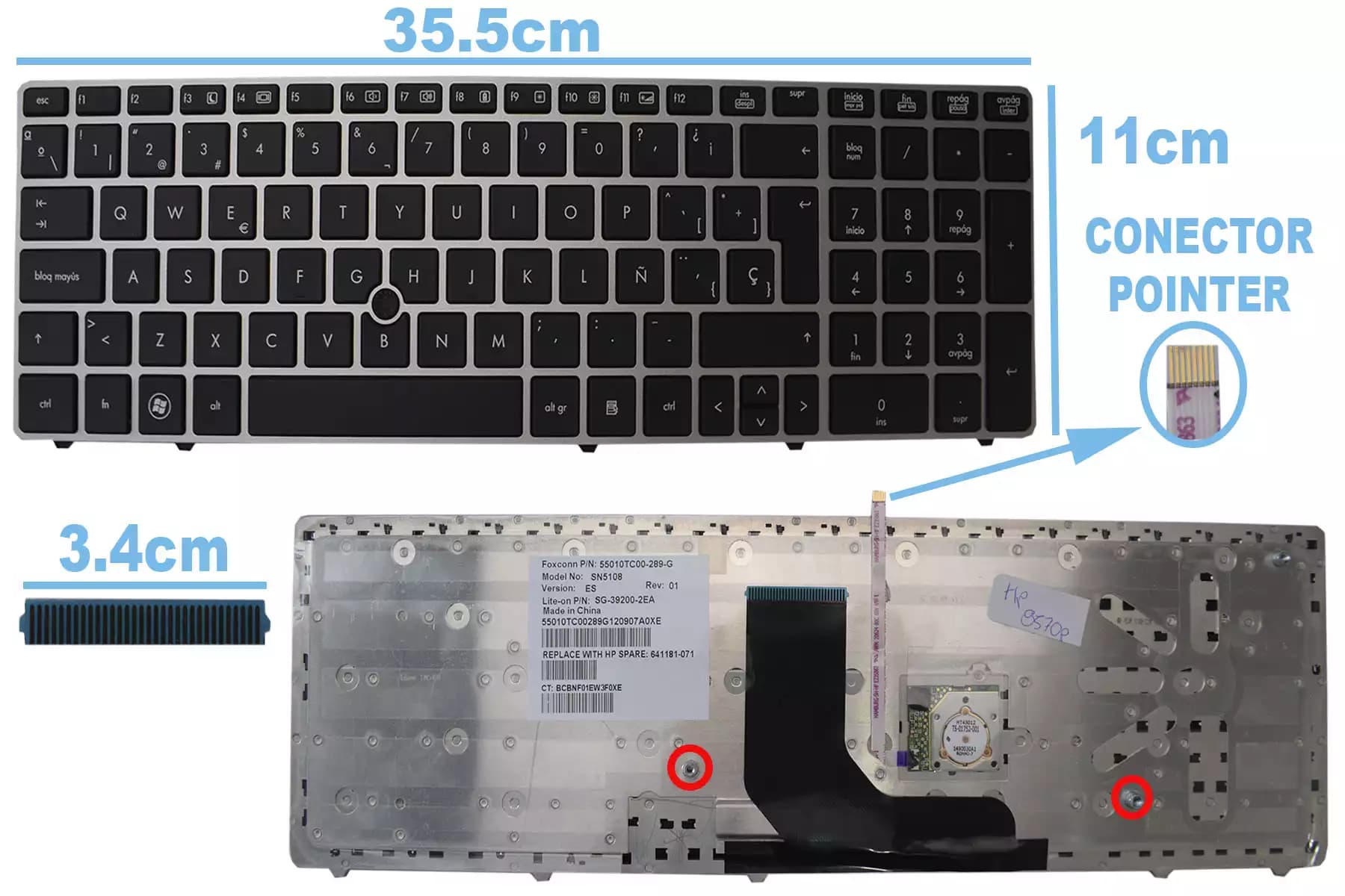 TECLADO HP 8560P SILVER CON POINTER LA — imagen 1