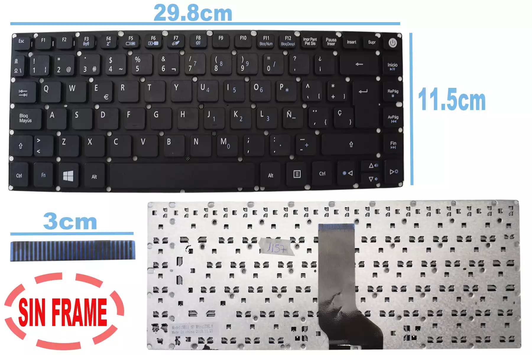 TECLADO ACER E5-474G-E5-475-E5 SIN FRAME BOTTON POWER SP — imagen 1