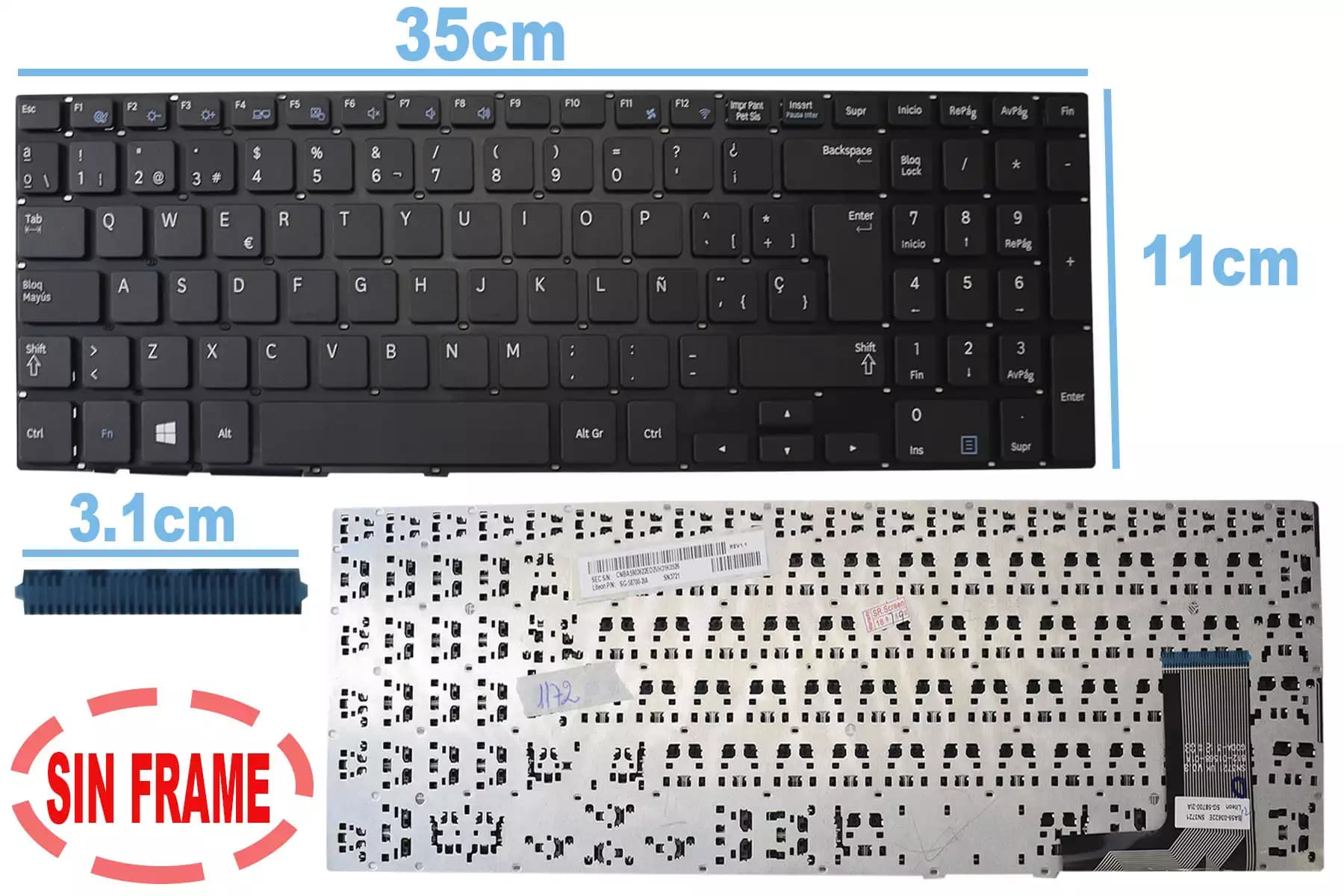 TECLADO SAMSUNG 370R5E NP370R5E 510R5E NP510R5E 450R5E 450R5V SP — imagen 1