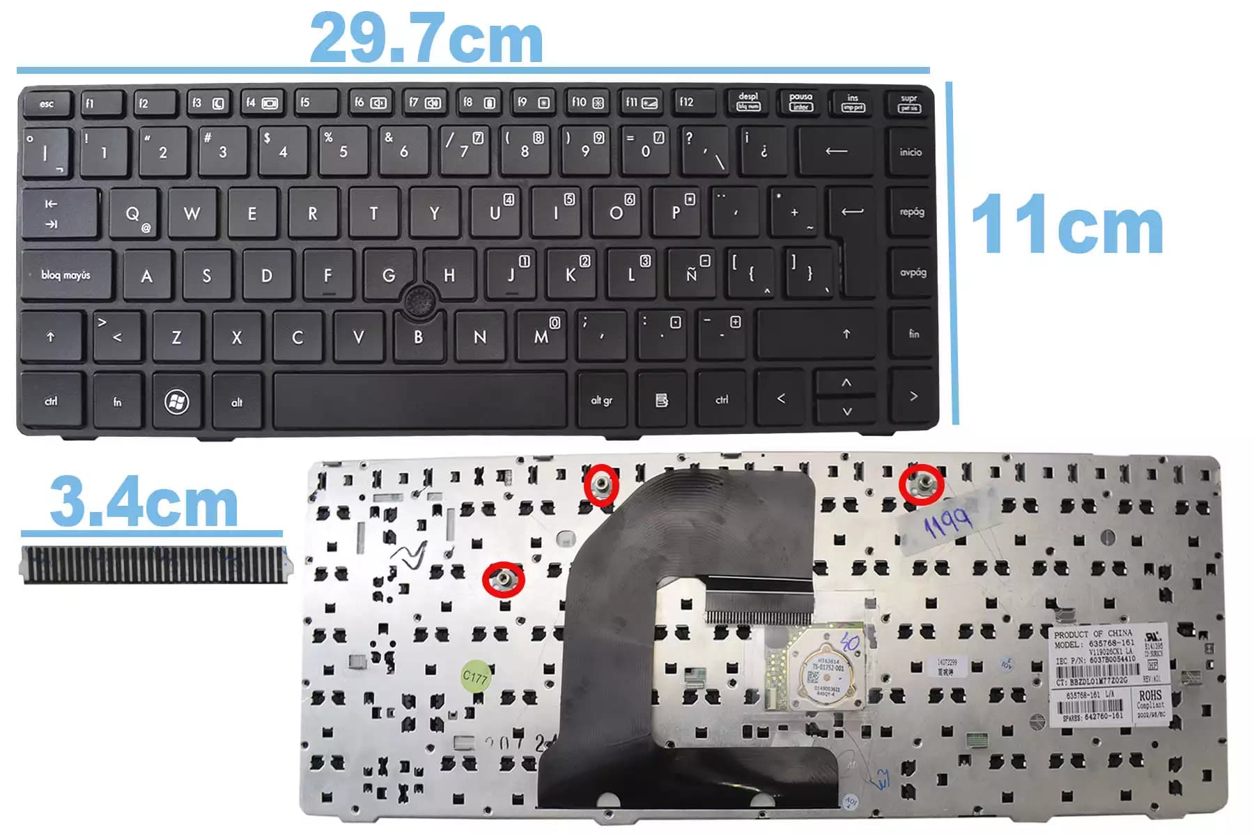 TECLADO HP 8460P NEGRO CON POINTER LA — imagen 1