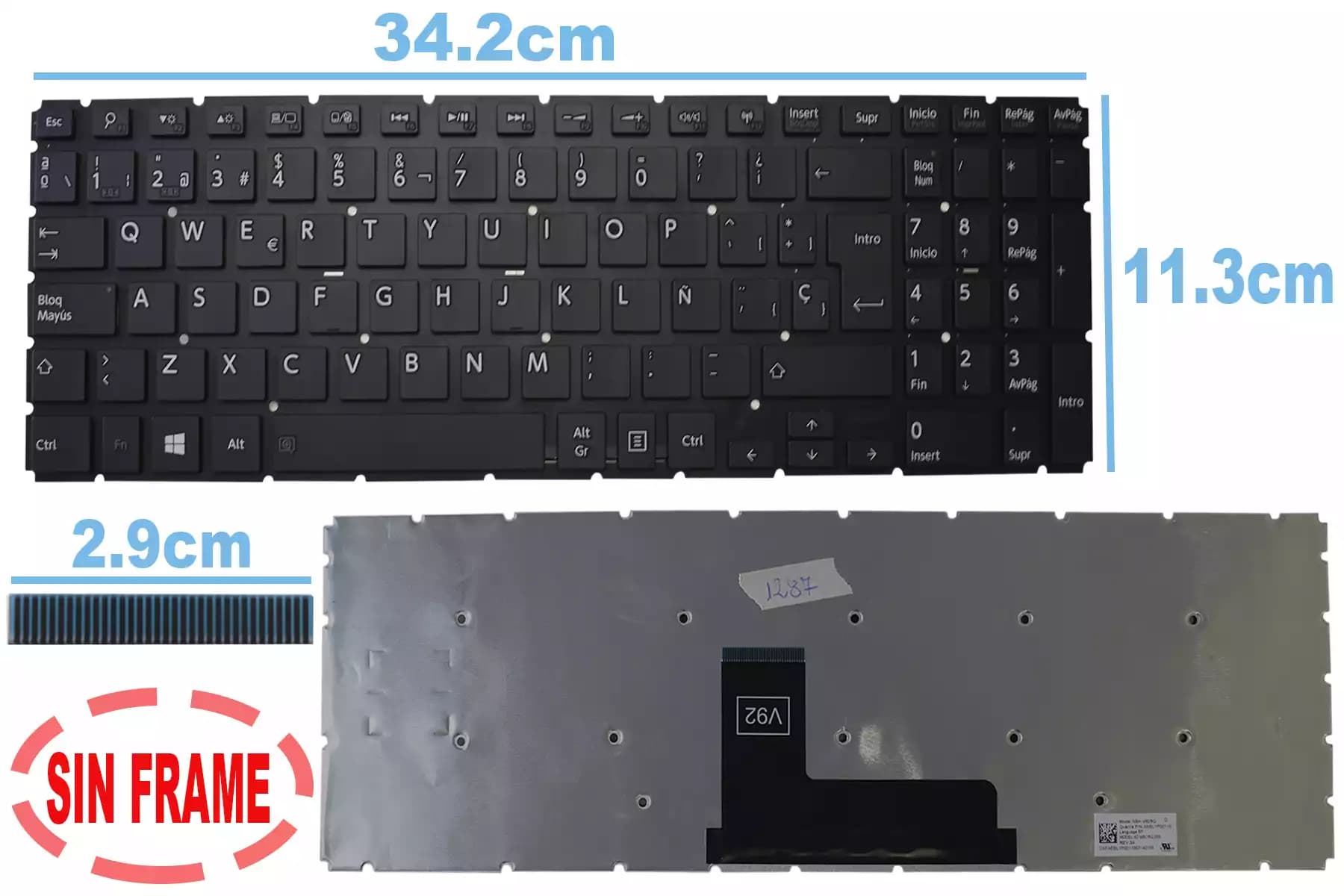 TECLADO TOSHIBA P55W B5112 SIN FRAME SP — imagen 1