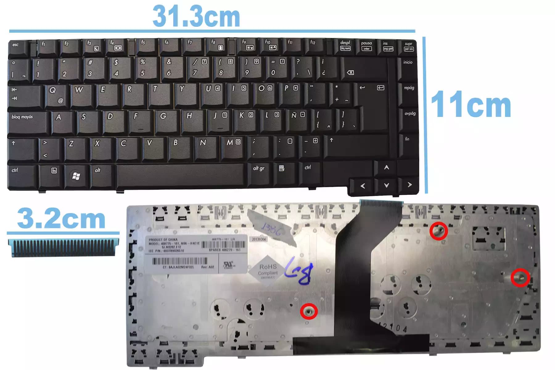 TECLADO HP 6530B 6730b FLEX SMALL LA — imagen 1