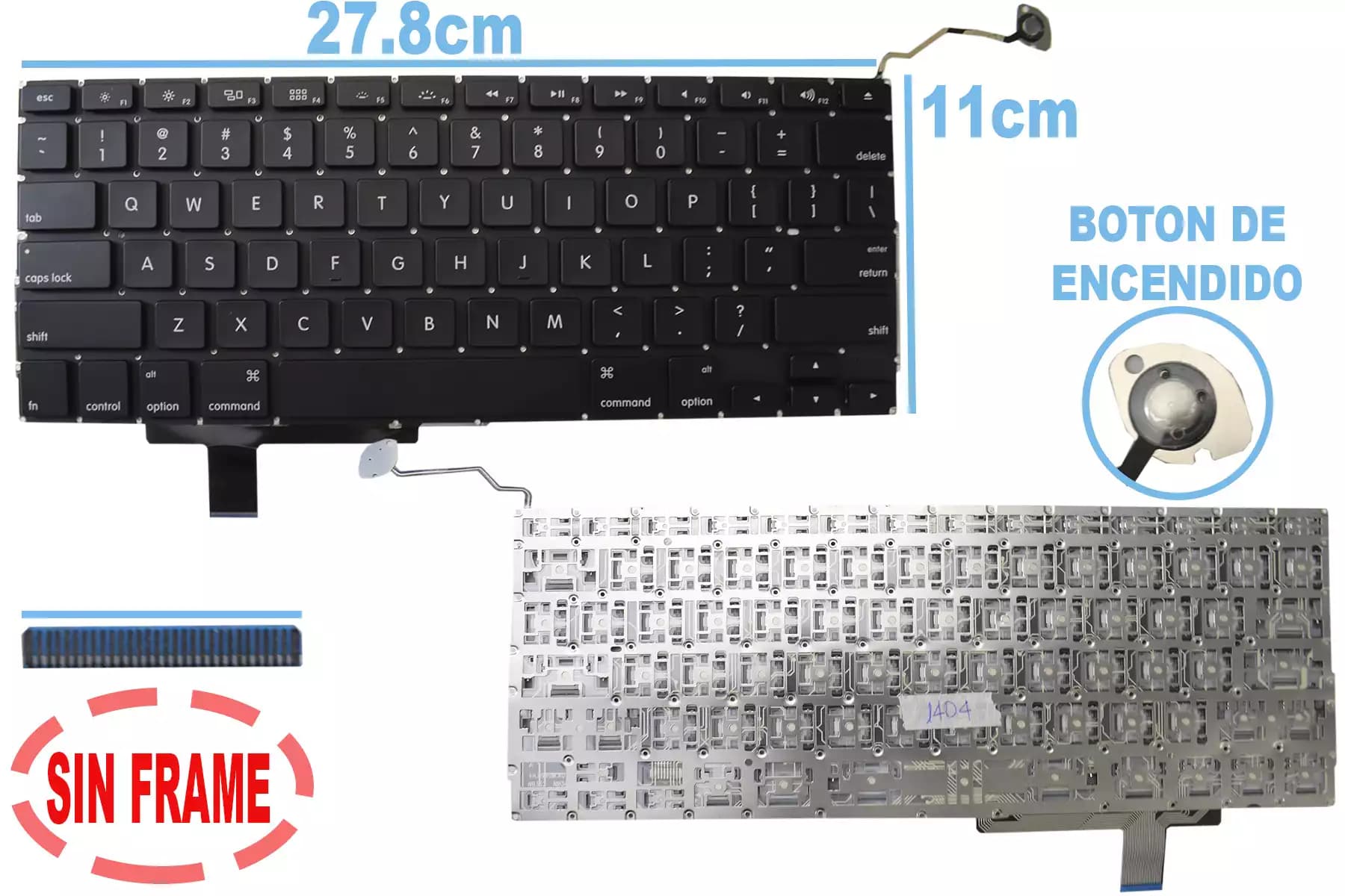 TECLADO APPLE MACBOOK PRO 17 A1297 2009 TO 2012 SIN FRAME US — imagen 1