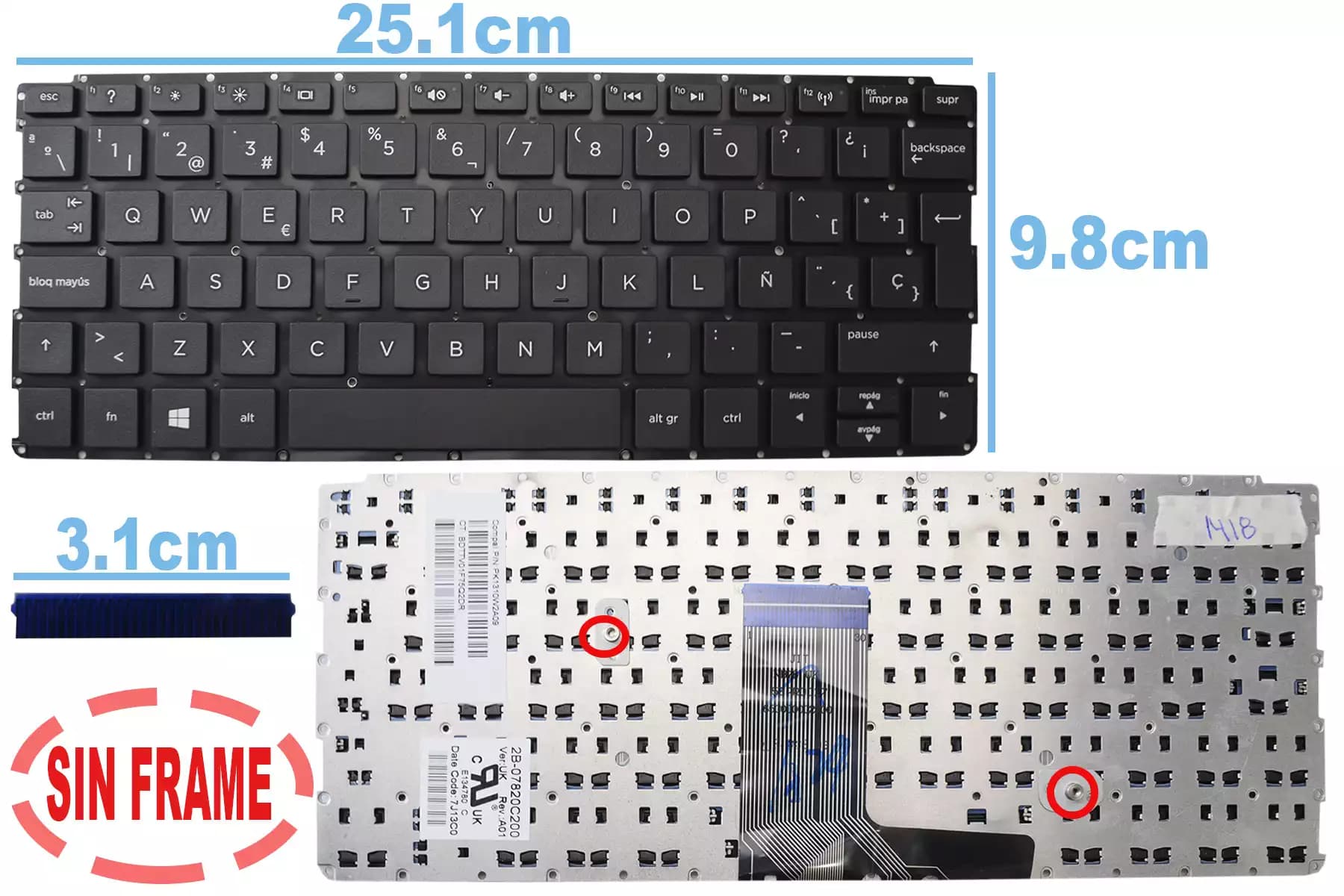 TECLADO HP 11-e 11e Pk1310w2a09 SIN FRAME SP — imagen 1
