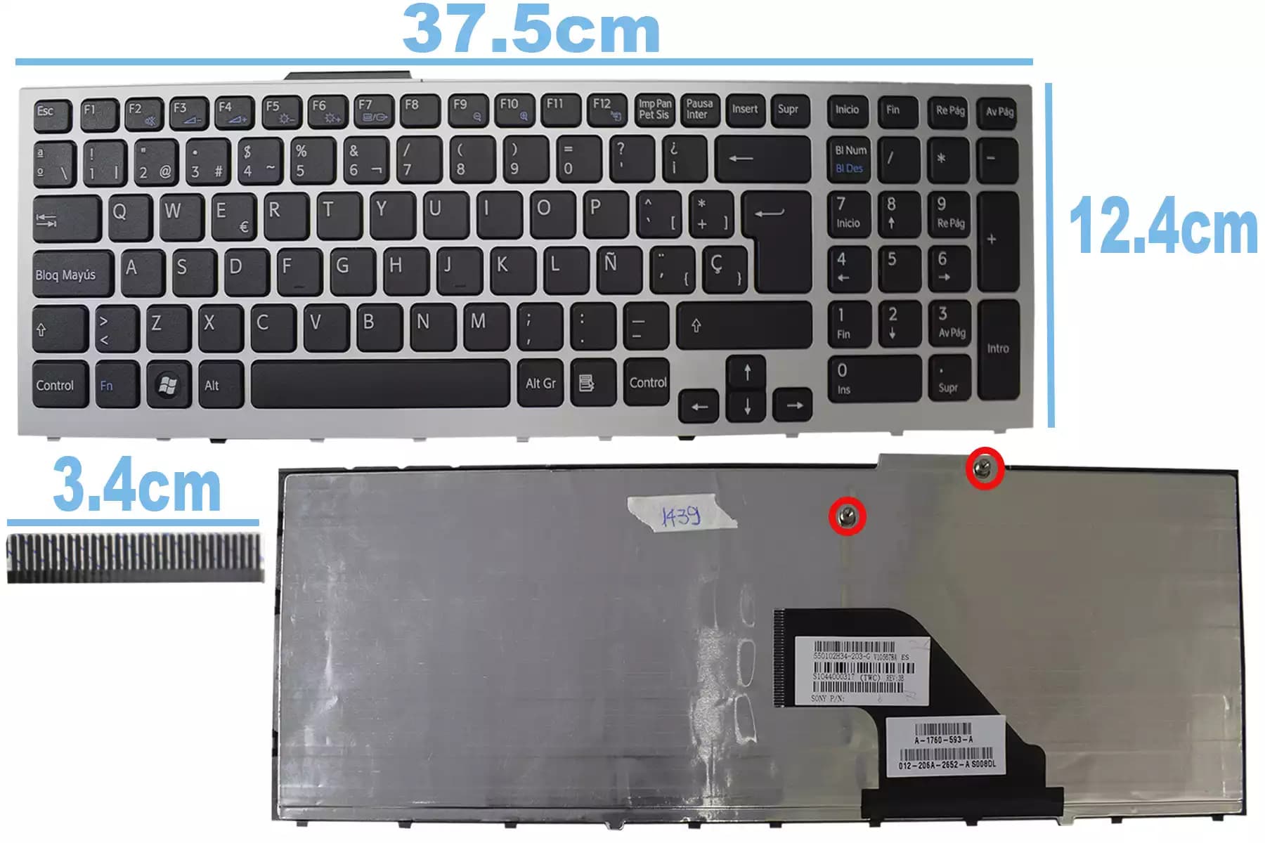 TECLADO SONY VPCF1 SILVER SP — imagen 1