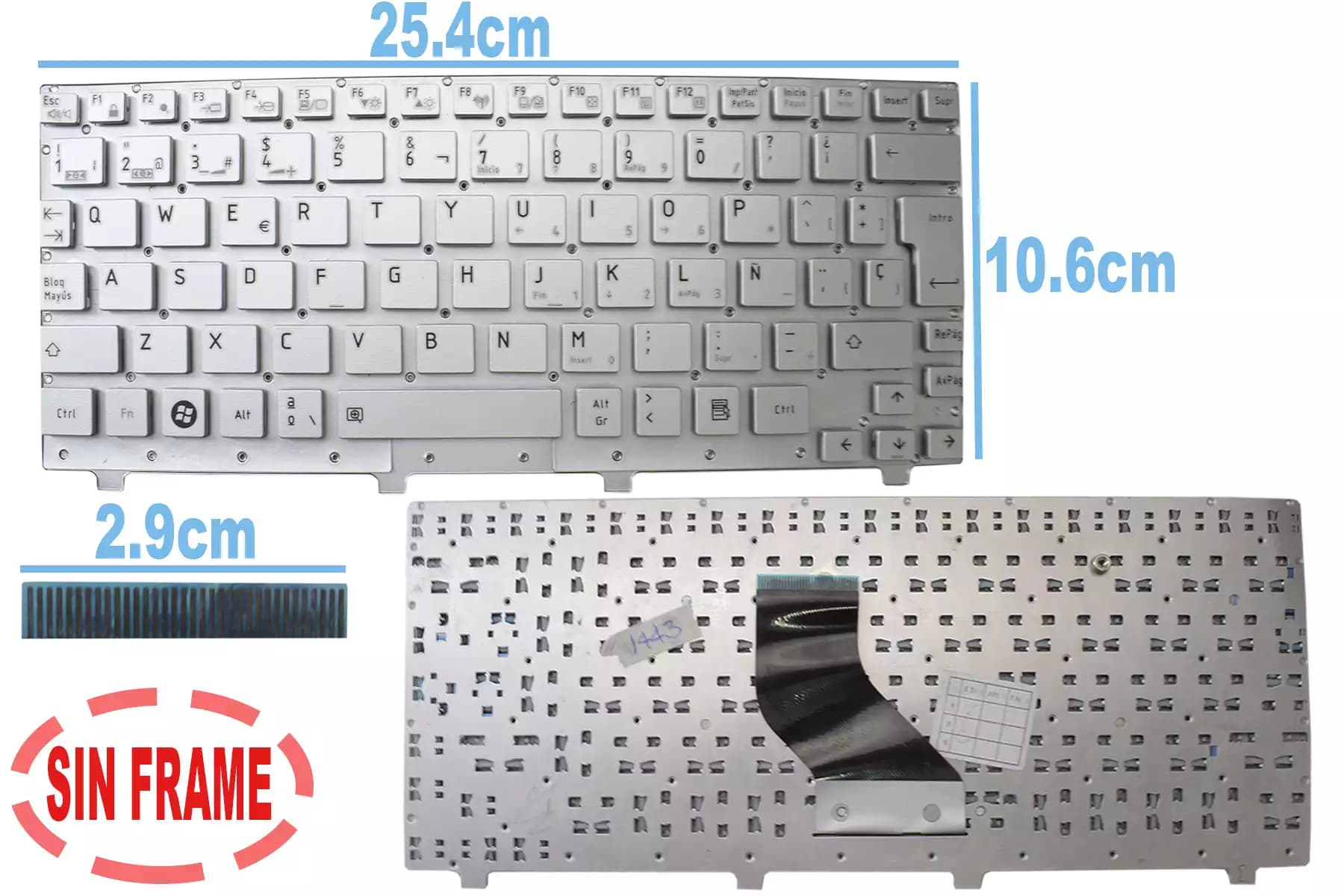 TECLADO TOSHIBA MINI NB200 NB205 SILVER SIN FRAME SP — imagen 1