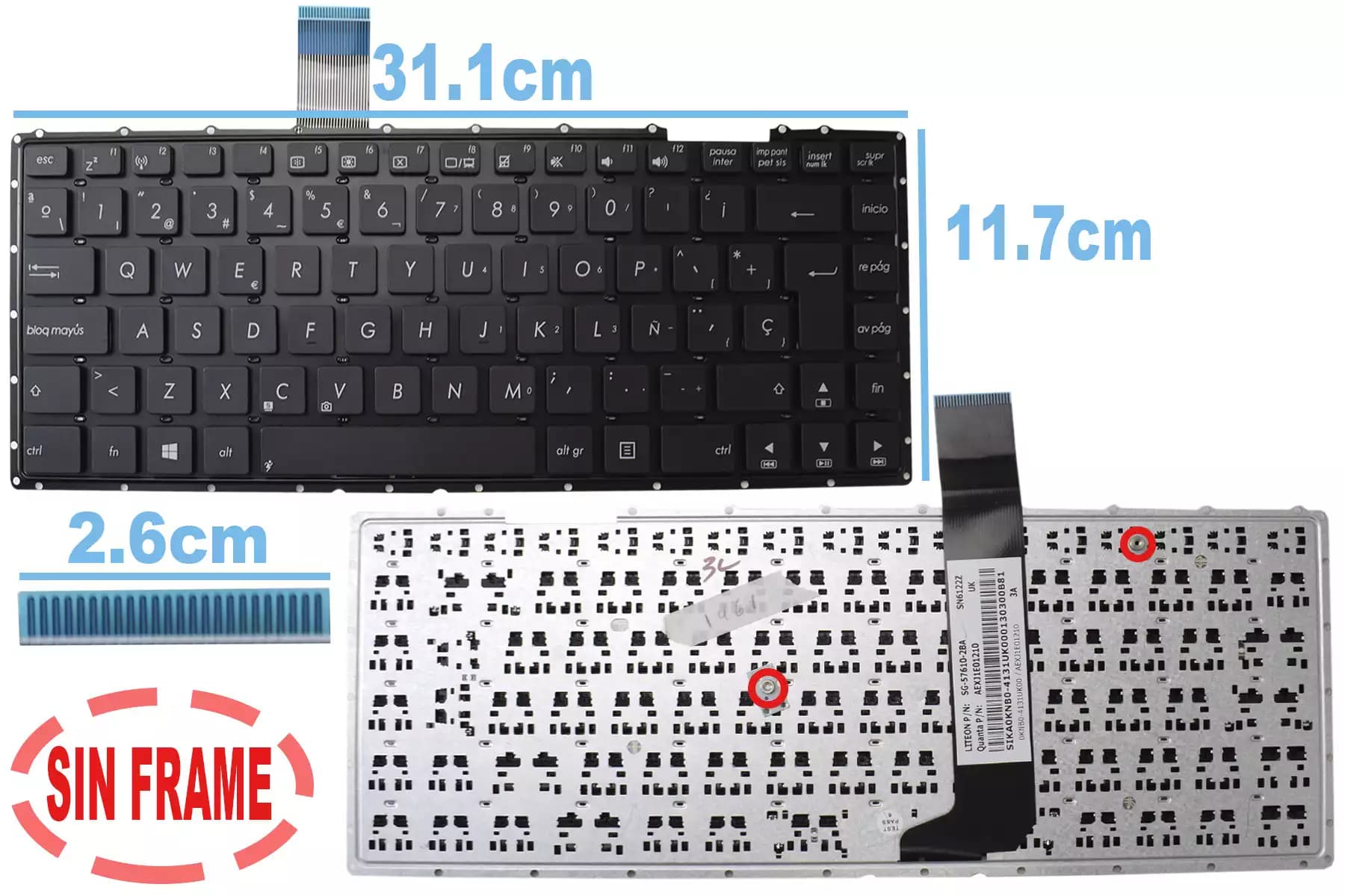 TECLADO ASUS X401 X401A X401U SIN FRAME SP — imagen 1