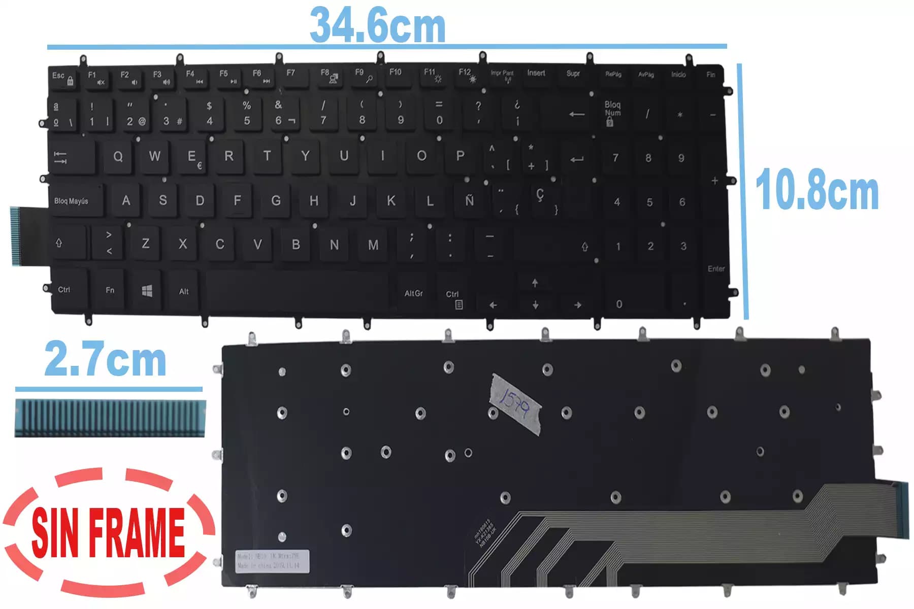 TECLADO DELL 15 5567 GAMORA SIN FRAME SP — imagen 1