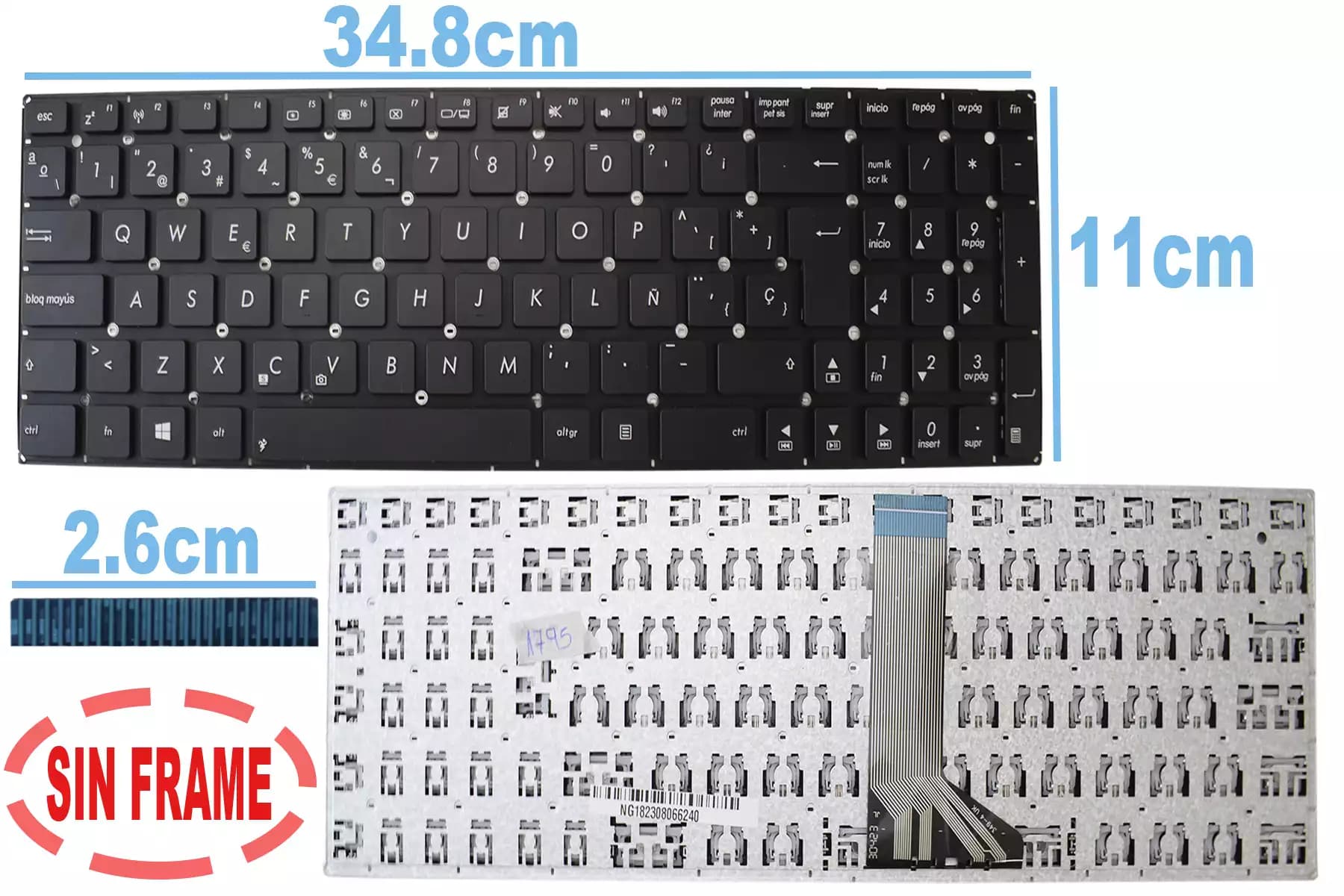 TECLADO ASUS X551 X551 C X551CA X551 SIN FRAME SP — imagen 1