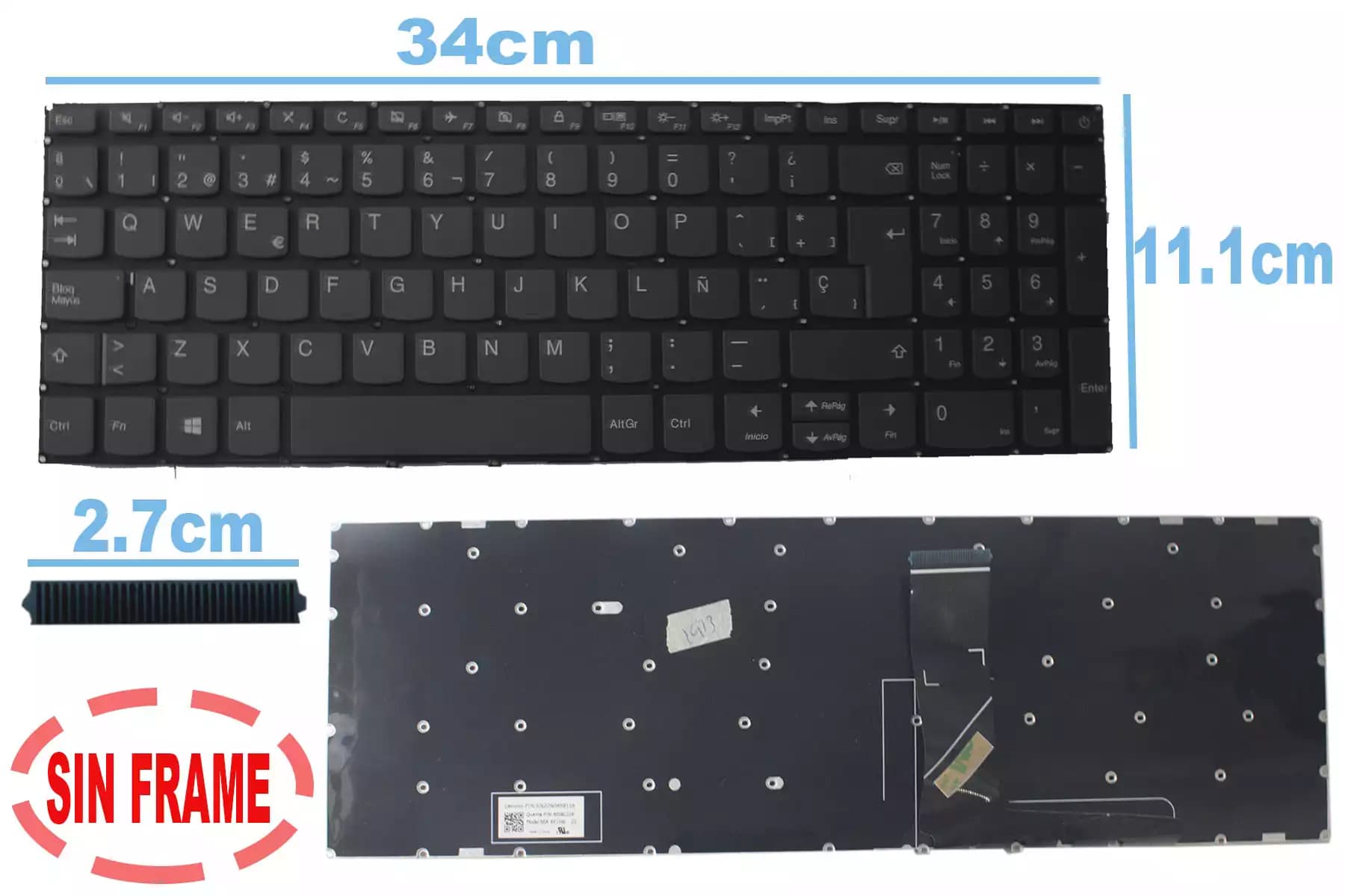 TECLADO LENOVO IDEAPAD 320-15IAP BOTTON POWER SIN FRAME SP — imagen 1