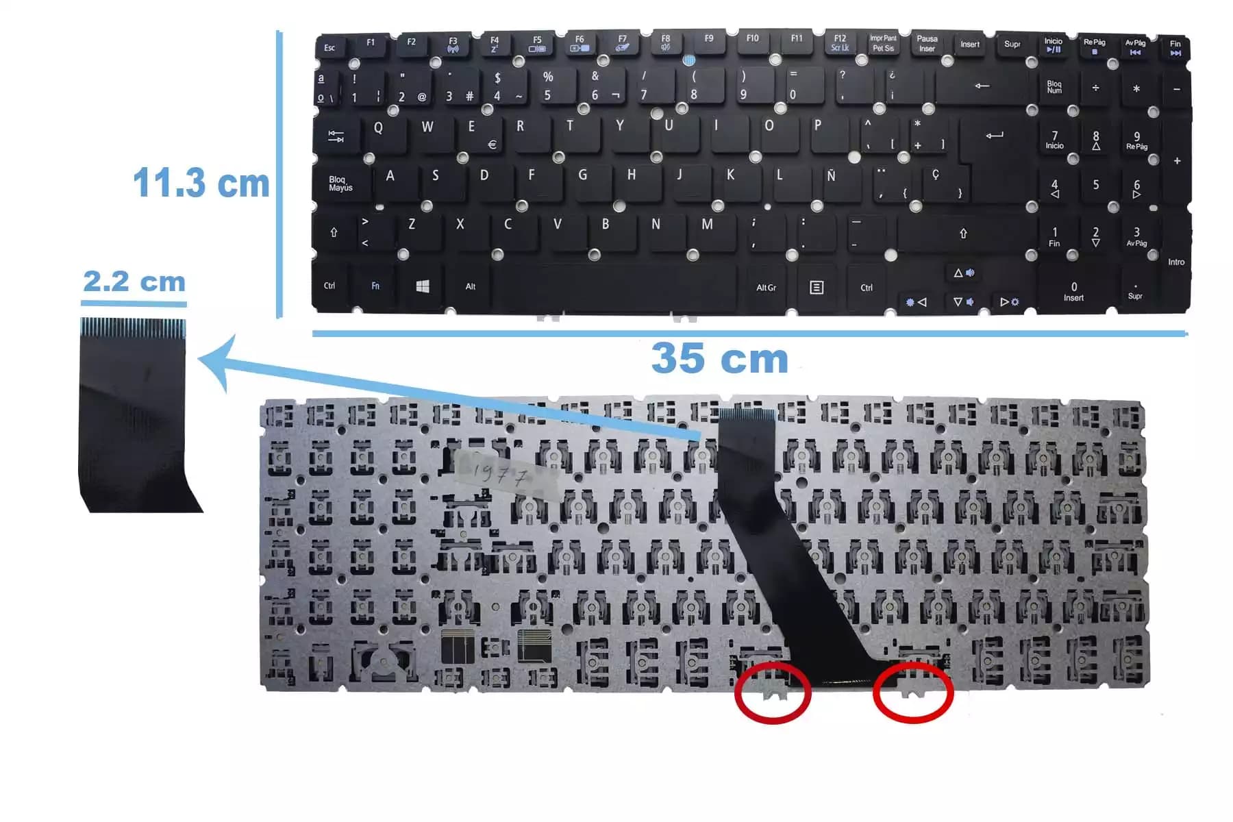TECLADO ACER ASPIRE V5 V5-531 V5-551 V5-571 SIN FRAME SP — imagen 1