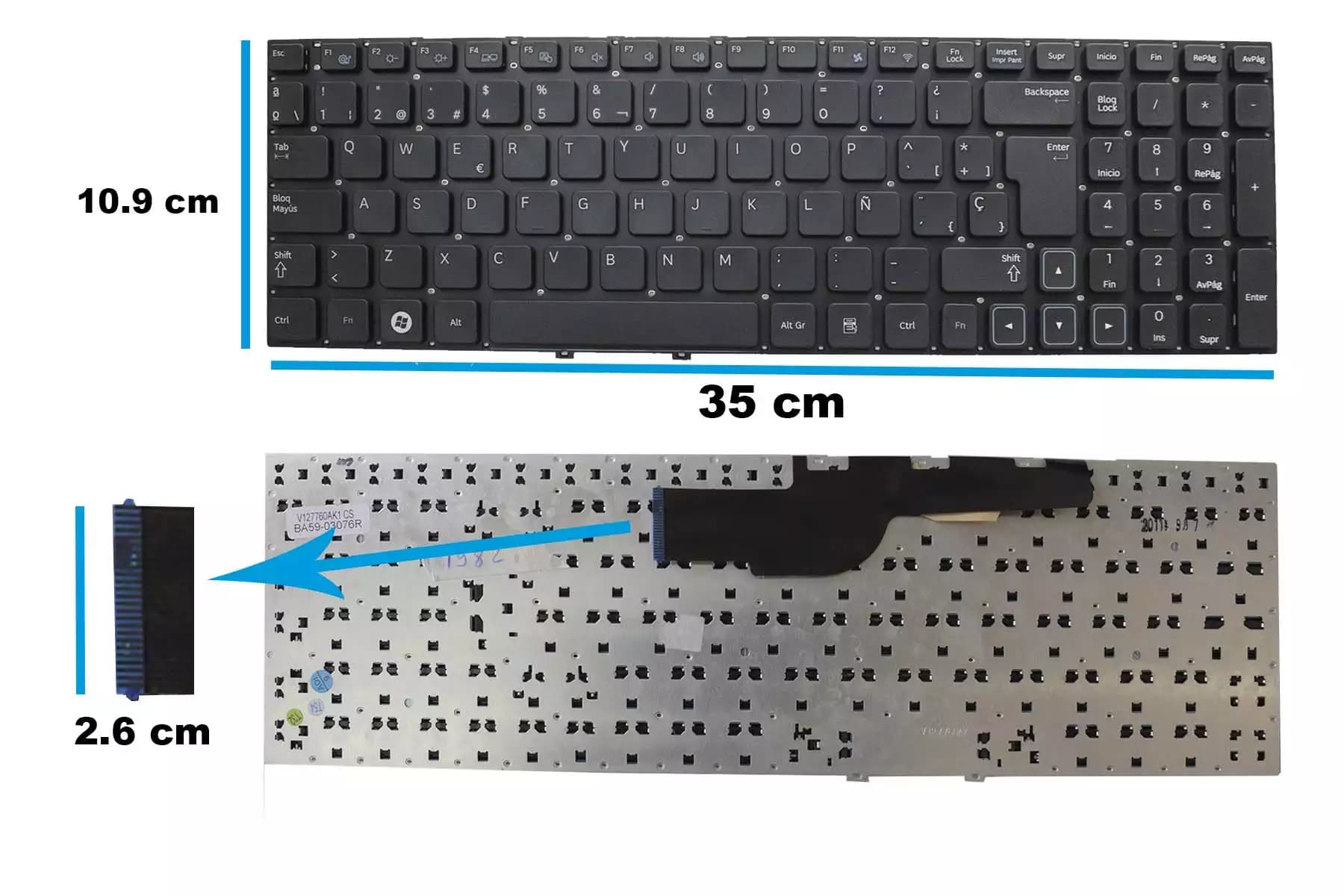 TECLADO SAMSUNG 300E5A NP 3000E5A 300V5A SIN FRAME SP — imagen 1