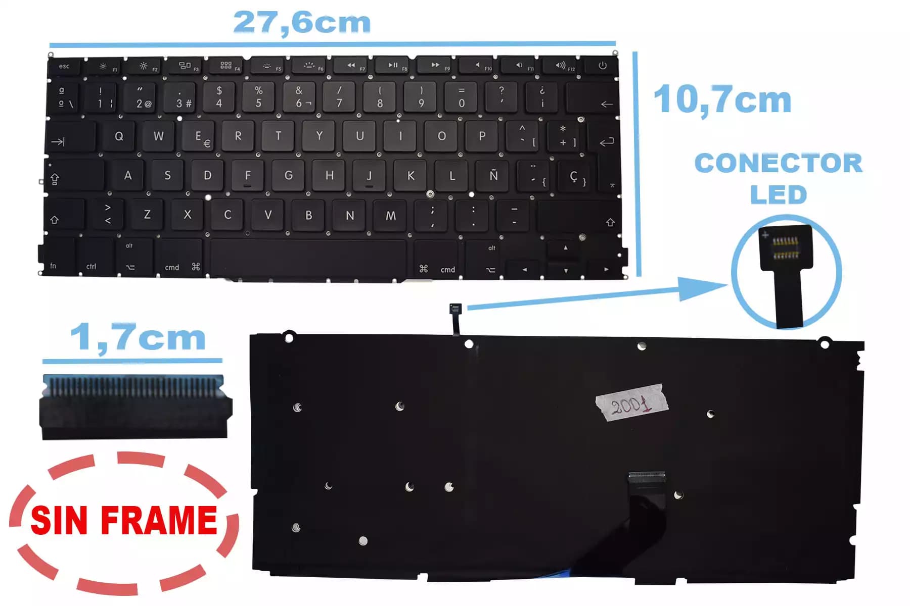 TECLADO APPLE MACBOOK PRO A1425 CON BACKLIGTH SIN FRAME SP — imagen 1