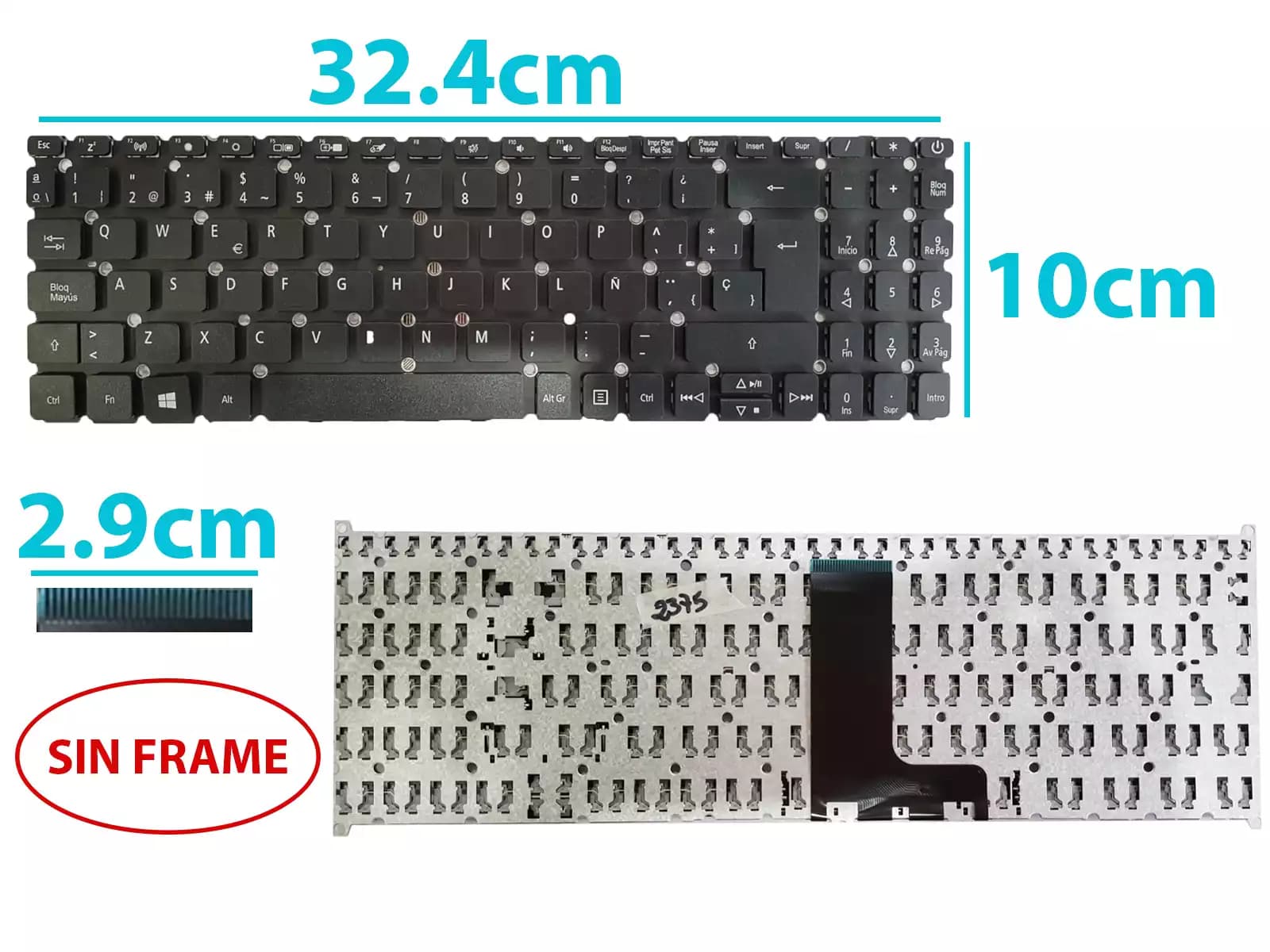 TECLADO TOSHIBA L800 C845/L835 L845 BLANCO SP — imagen 1
