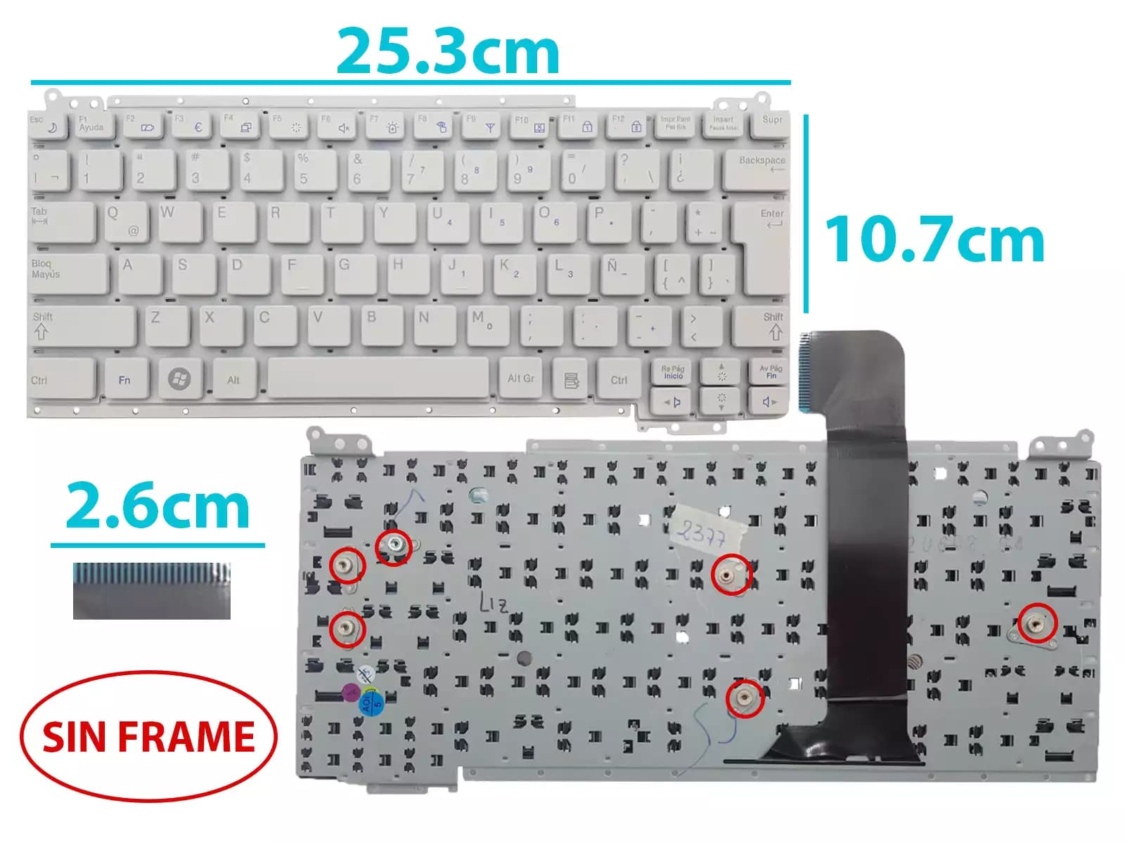 TECLADO SAMSUNG NP-NC110 BLANCO SIN FRAME SP — imagen 1