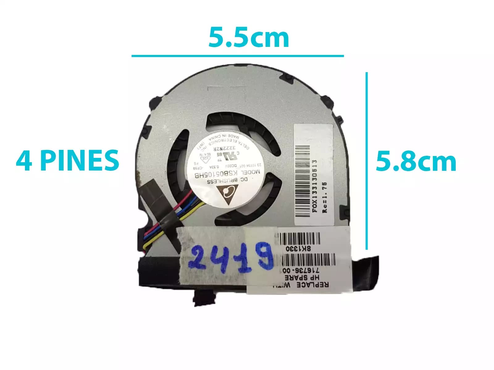 COOLER HP HP 810 G1 G2 716736-001 KSB05105HB DG1 (4 LINES) — imagen 1