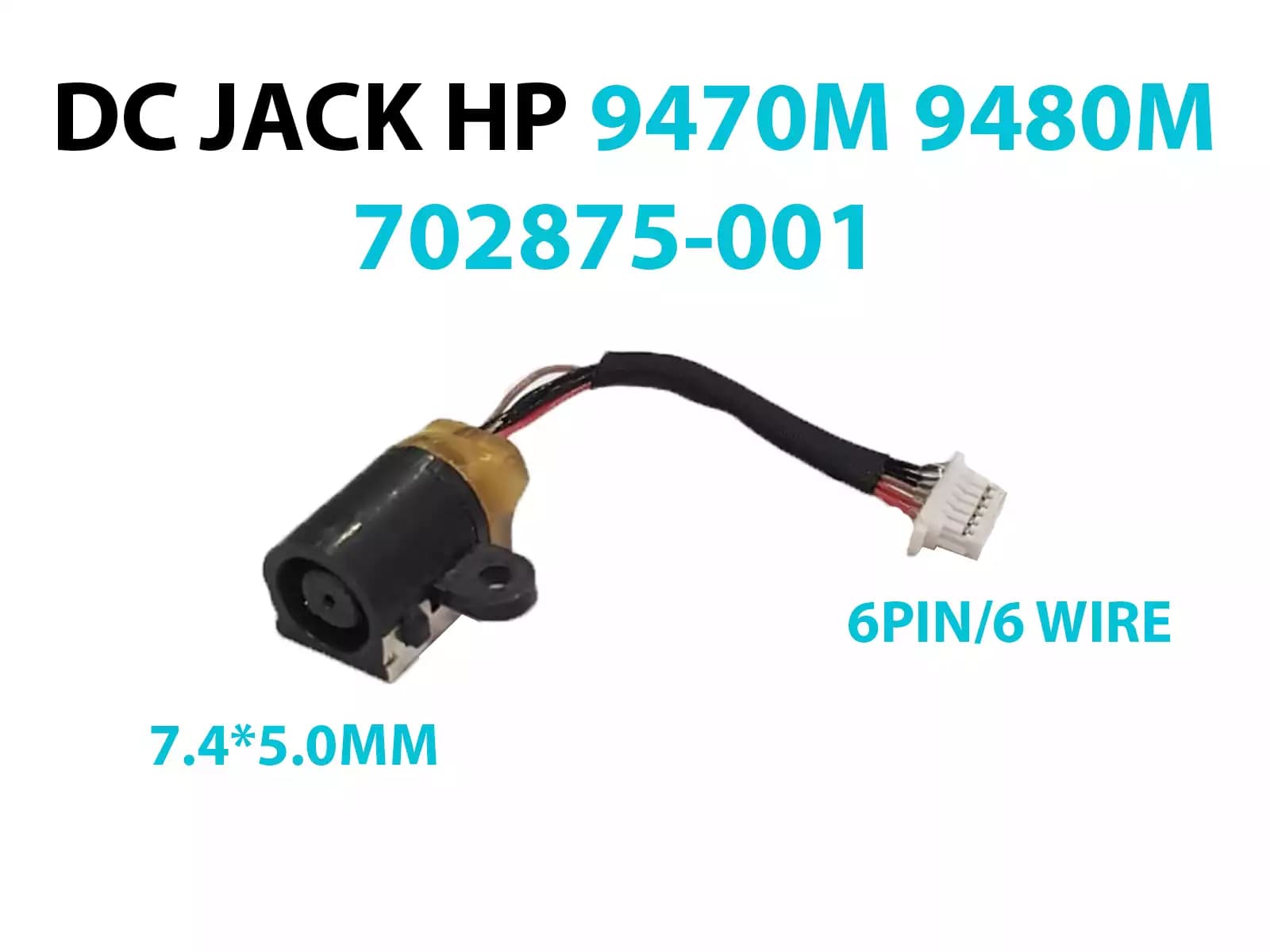 DC JACK HP 9470M 9480M 702875-001 CON CABLE — imagen 1