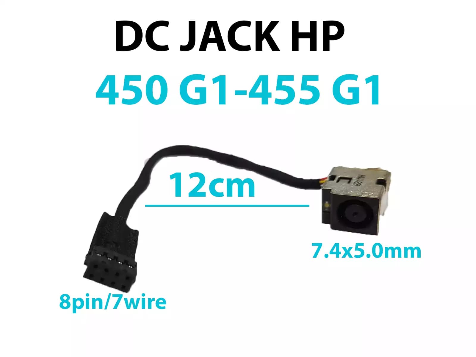 DC JACK HP 450 G1 455 G1 450-G1 455-G1 710431-SD1 710431-FD1 CONECTOR 7.4x5.0mm CON CABLE 8 PINES LARGO 12 CM — imagen 1