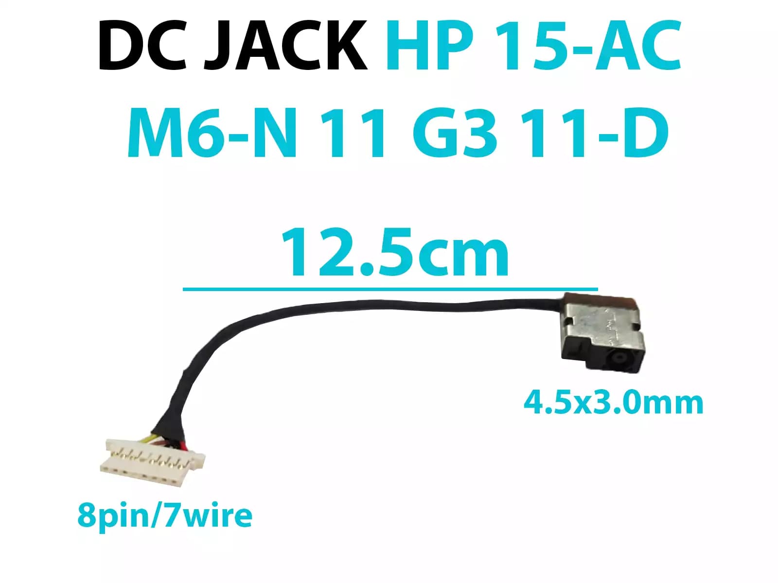 DC JACK HP 15-AC M6-N 11 G3 11-D 15-AF 15-AF159NR 15-AF171NR CONECTOR AZUL 4.5x3.0mm 7 HILOS CON CABLE LARGO 12.5 CM — imagen 1