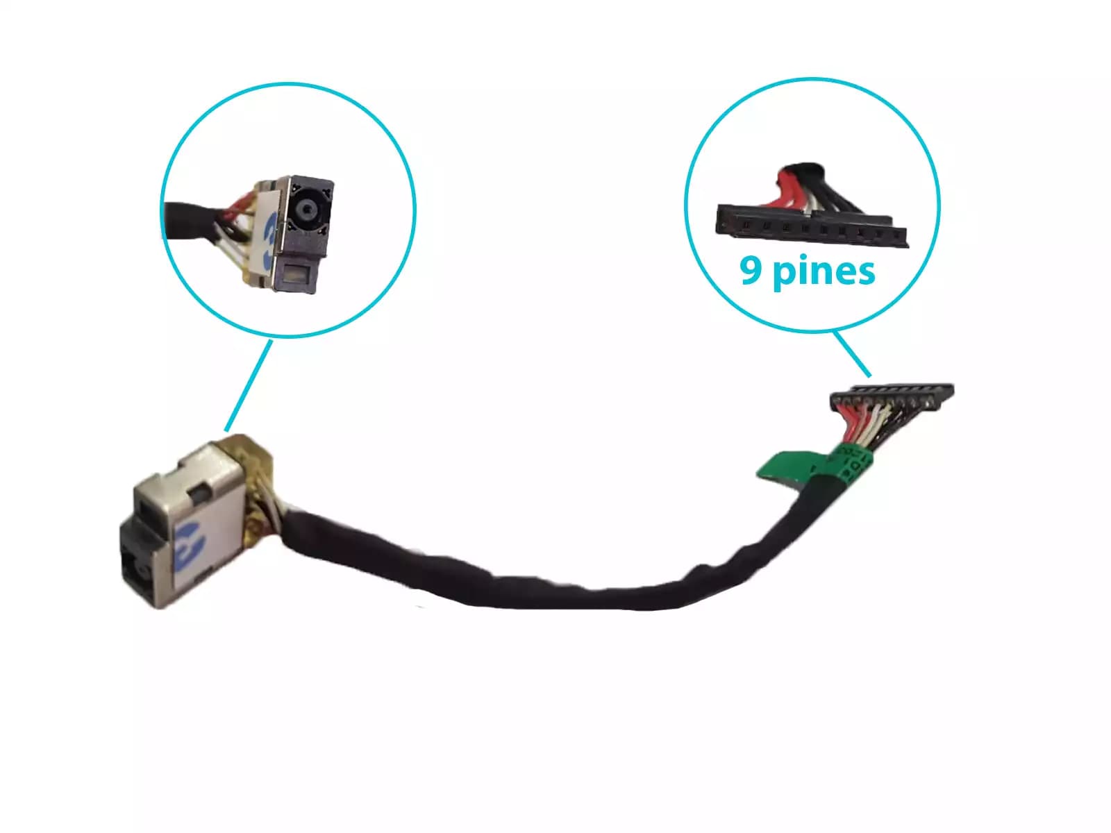 DC JACK HP OMEN 15 DC 781023-SD1 CONECTOR AZUL 4.5x3.0mm 9 PINES CON CABLE LARGO 10 CM — imagen 1