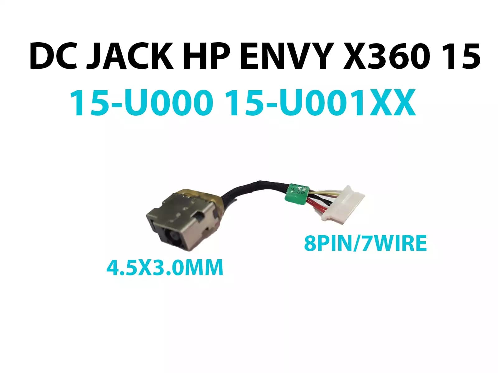 DC JACK HP ENVY X360 15 15-u000 TOUCHSMART ENVY 15-u001xx 15-u002xx 15-u010dx CONECTOR AZUL 4.5x3.0mm CON CABLE LARGO 7 CM — imagen 1