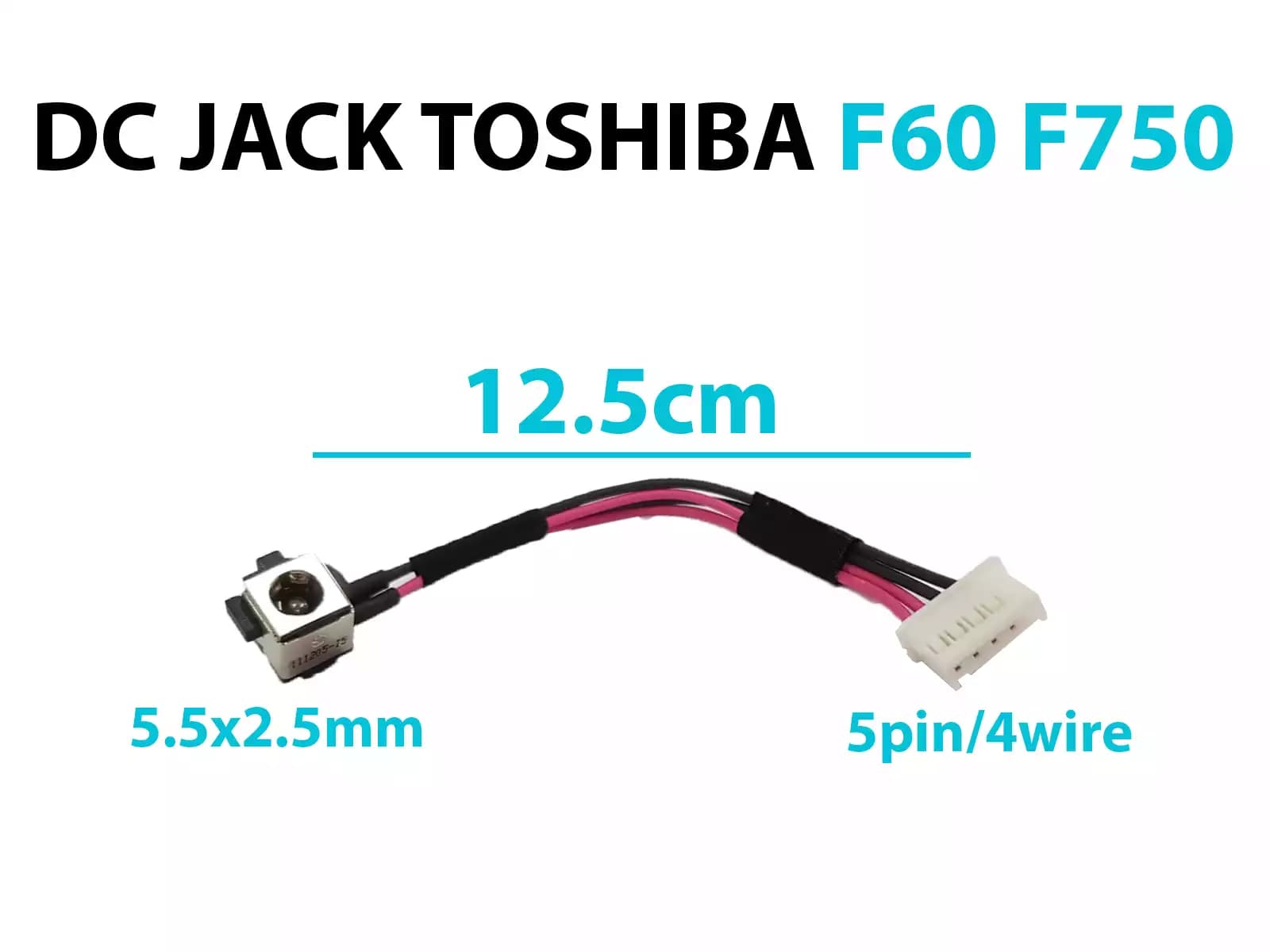 DC JACK TOSHIBA F60 F750 F755 PQF65C-00M02D CON CABLE — imagen 1
