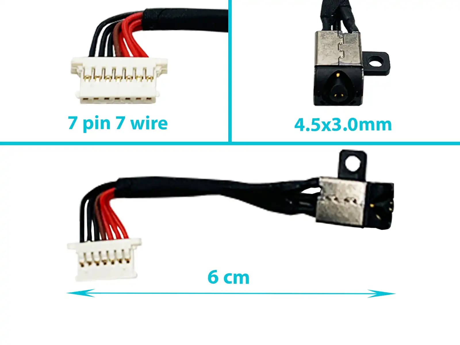 DC JACK DELL 5370 VOSTRO 5471 P87G P88G 4.5x3.0mm CON CABLE LARGO 6 CM — imagen 1