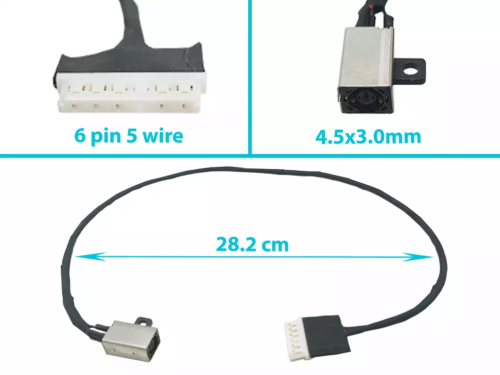 DC JACK DELL VOSTRO 14 5468 5568 5000 P75G 4.5x3.0mm CON CABLE — imagen 1
