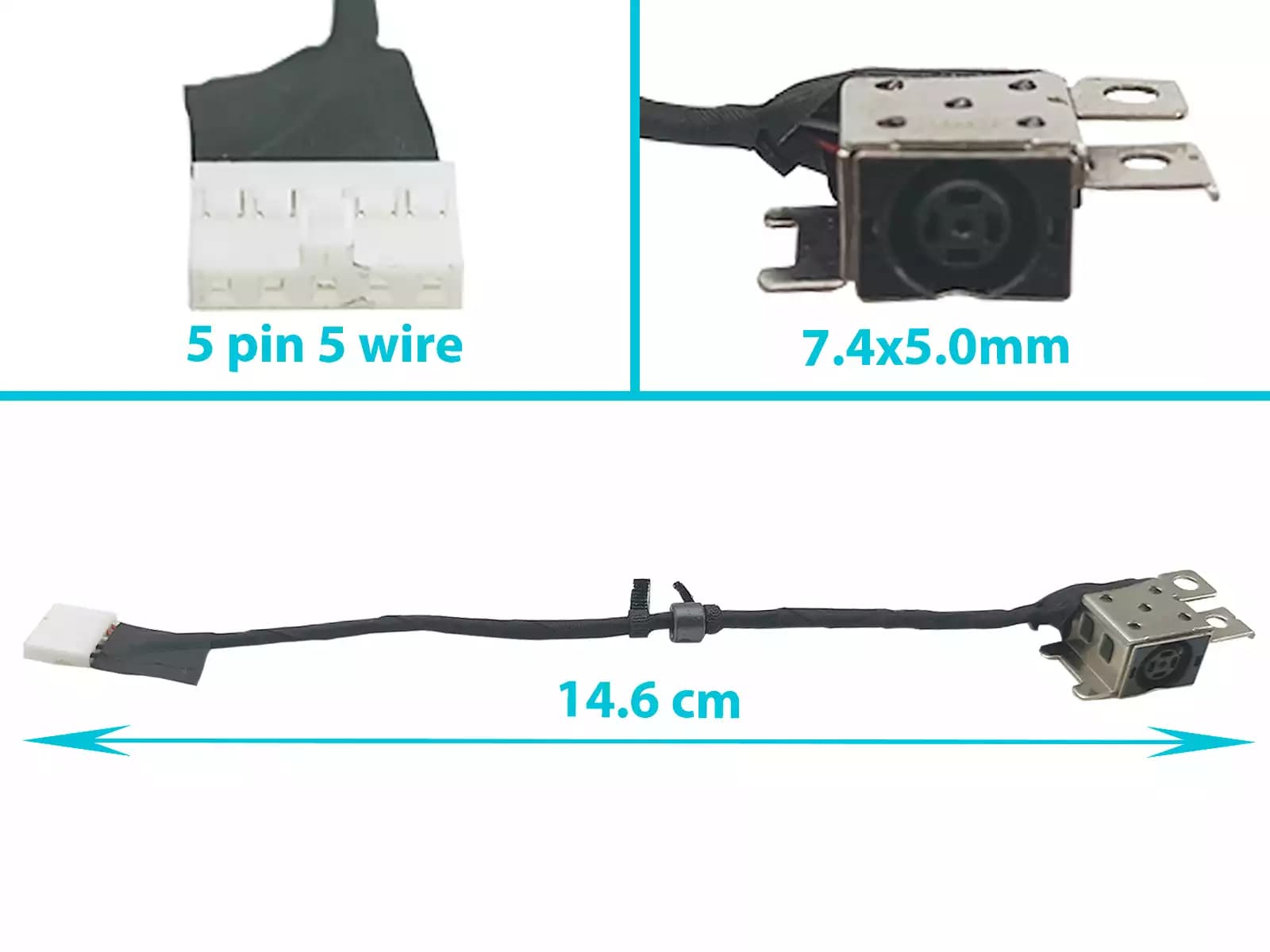DC JACK DELL LATITUDE 3340 3440 SERIES 0C675F 7.4x5.0mm CON CABLE — imagen 1