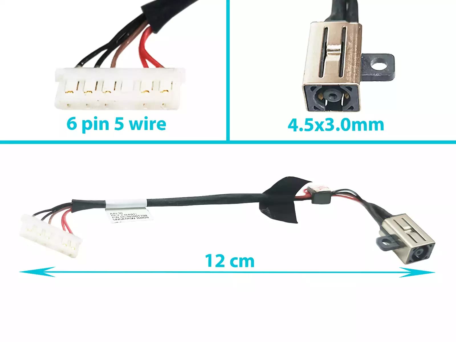 DC JACK DELL INSPIRON 17 5000 5758 5759 5755 4.5x3.0mm CON CABLE LARGO 12 CM — imagen 1