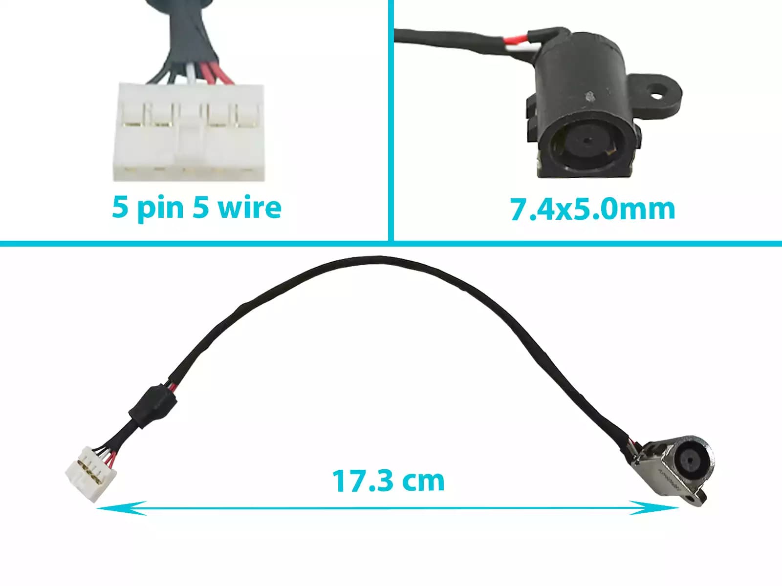 DC JACK DELL 15 5000 7000 7537 G8RN8 HP 7490M CON CABLE — imagen 1