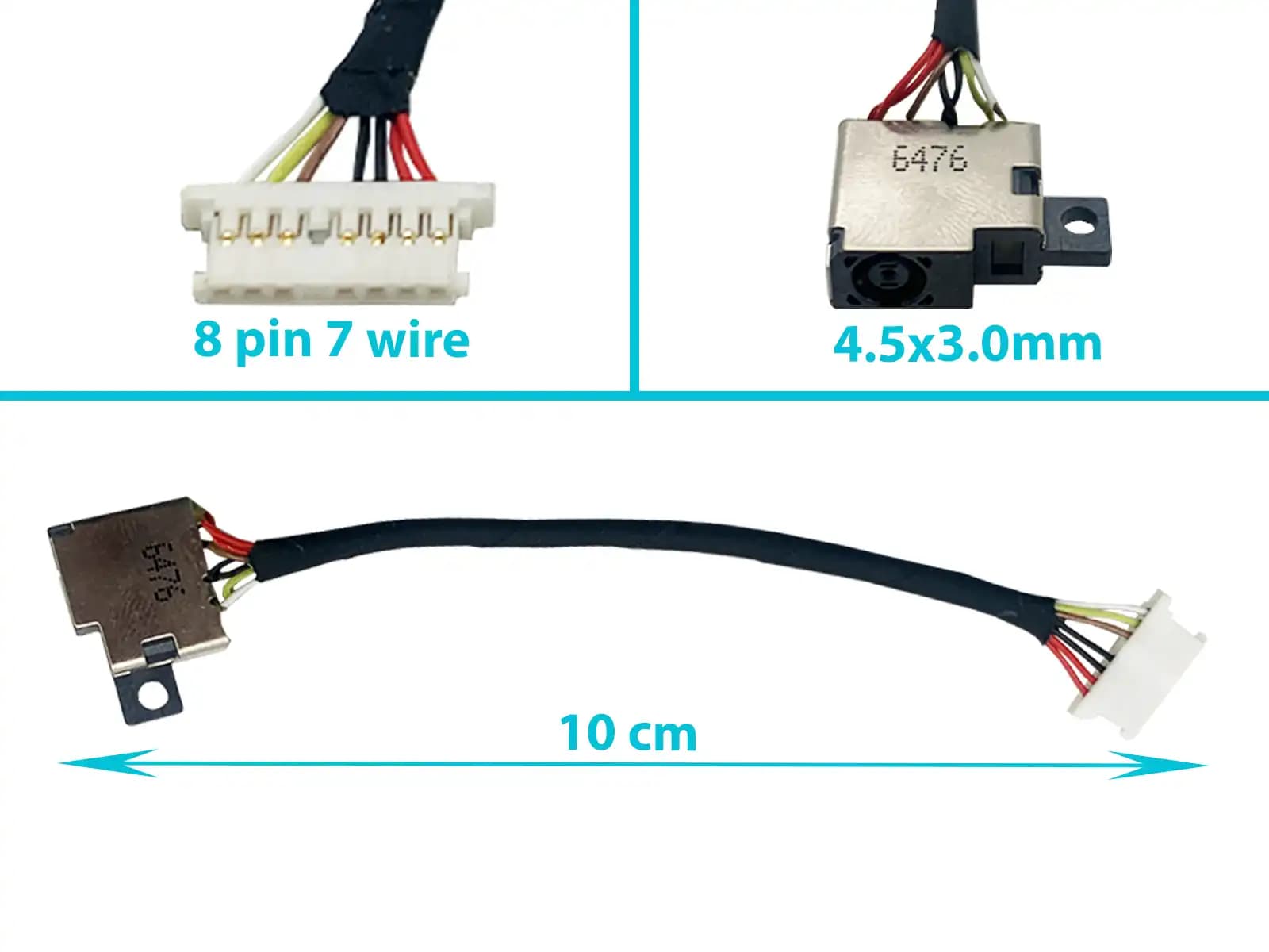 DC JACK HP SPECTREX 360 13-4003DX 13-4005DX 13-4001 4.5x3.0mm CON CABLE LARGO 10 CM 7 PINES — imagen 1
