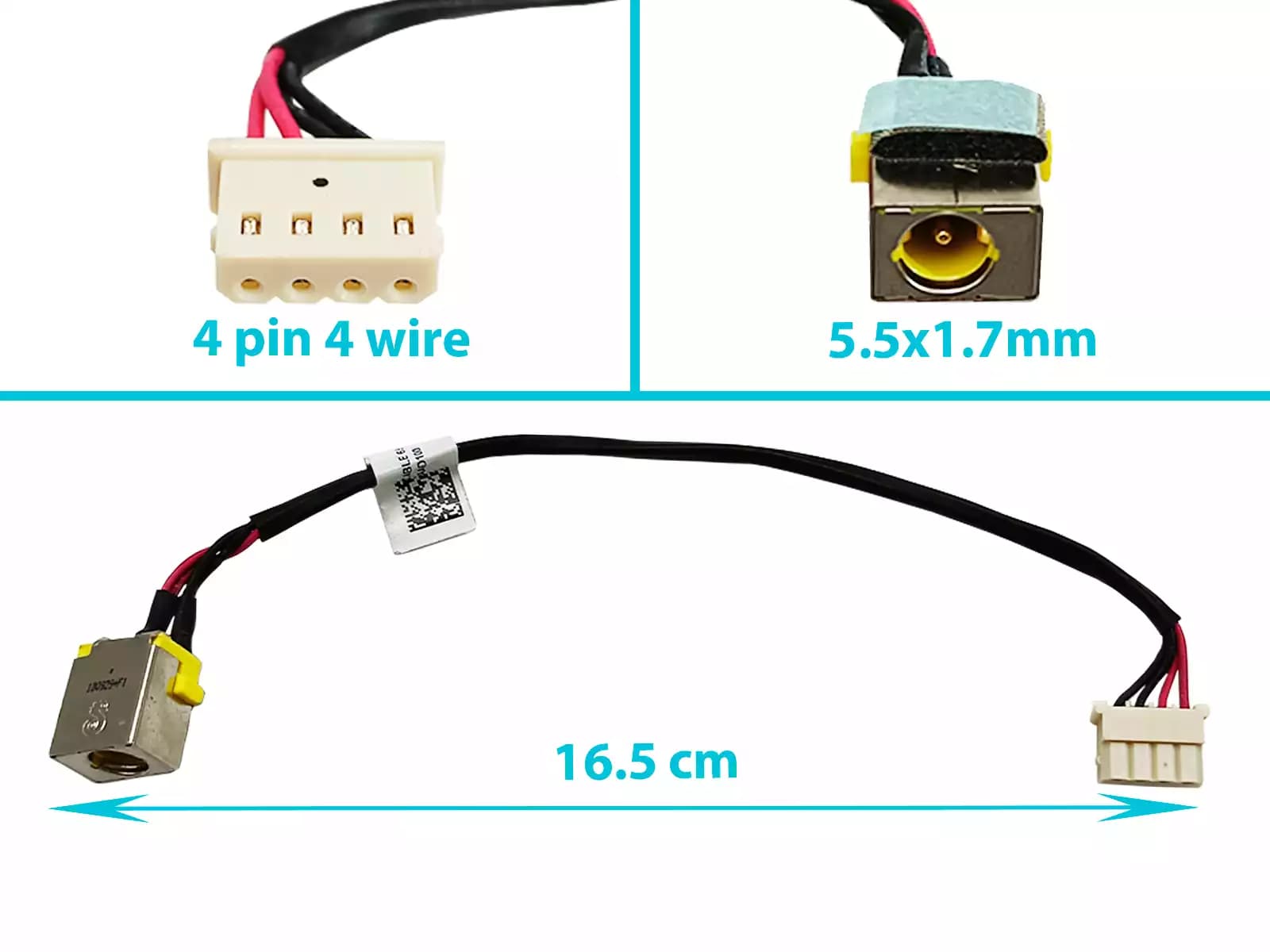 DC JACK ACER E5-575-5493 E5-523 E5-553 E5-575 F5-573 E5-575G CON CABLE 16.5 CM — imagen 1