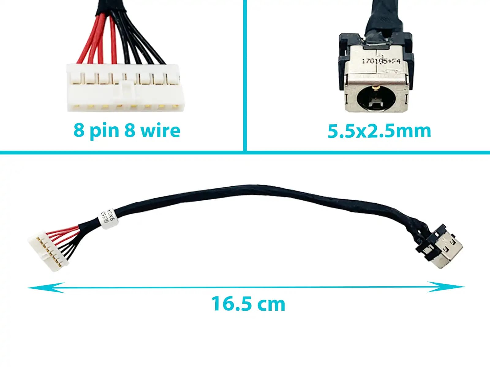 DC JACK ASUS GL552J GL552JX GL552V GL552VW GL552VL GL552VX CON CABLE LARGO 16.5 CM 8 PINES — imagen 1