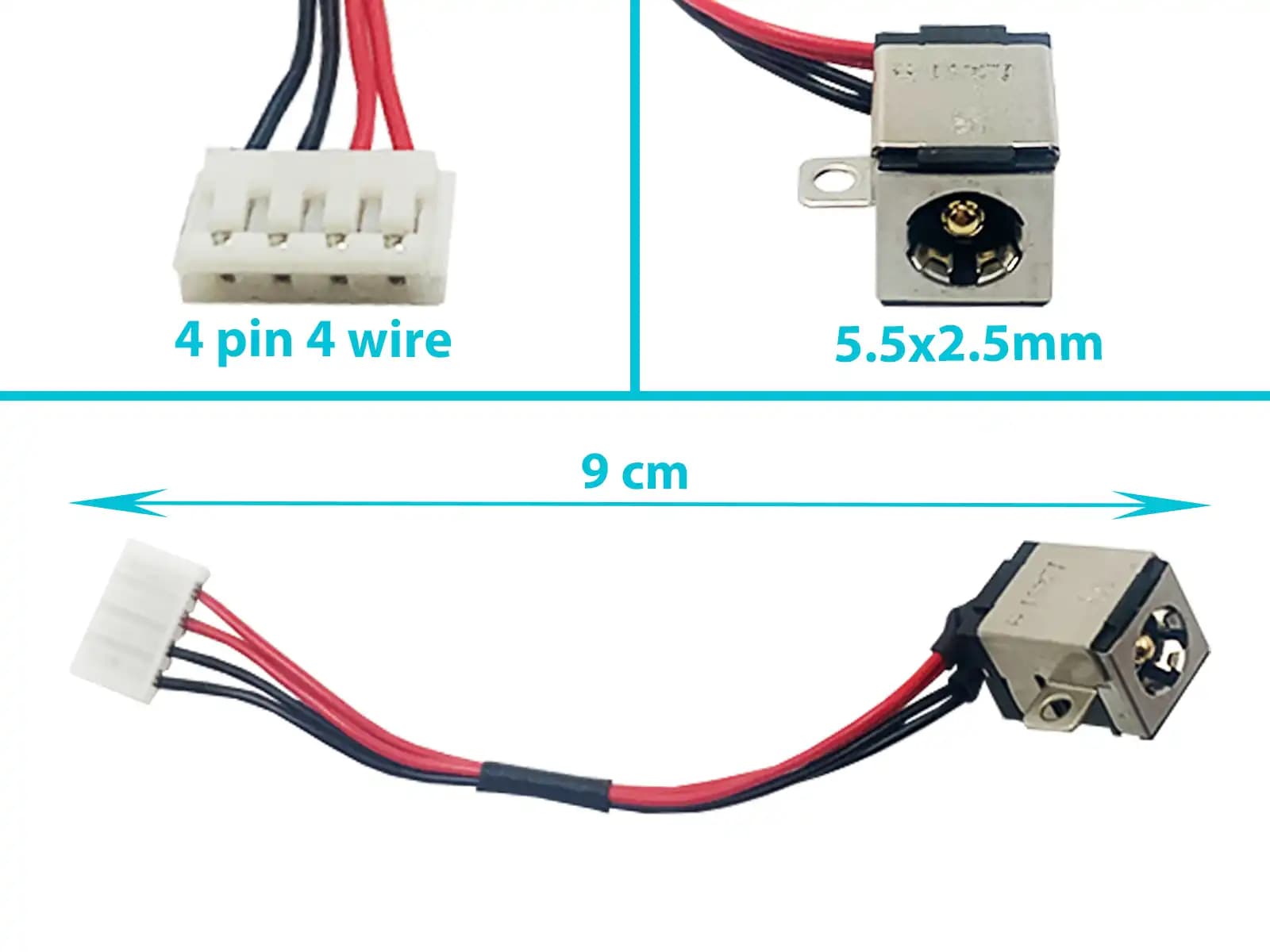 DC JACK ASUS U46E U46E-BAL5 U46E-BAL6 CON CABLE 4 PINES — imagen 1