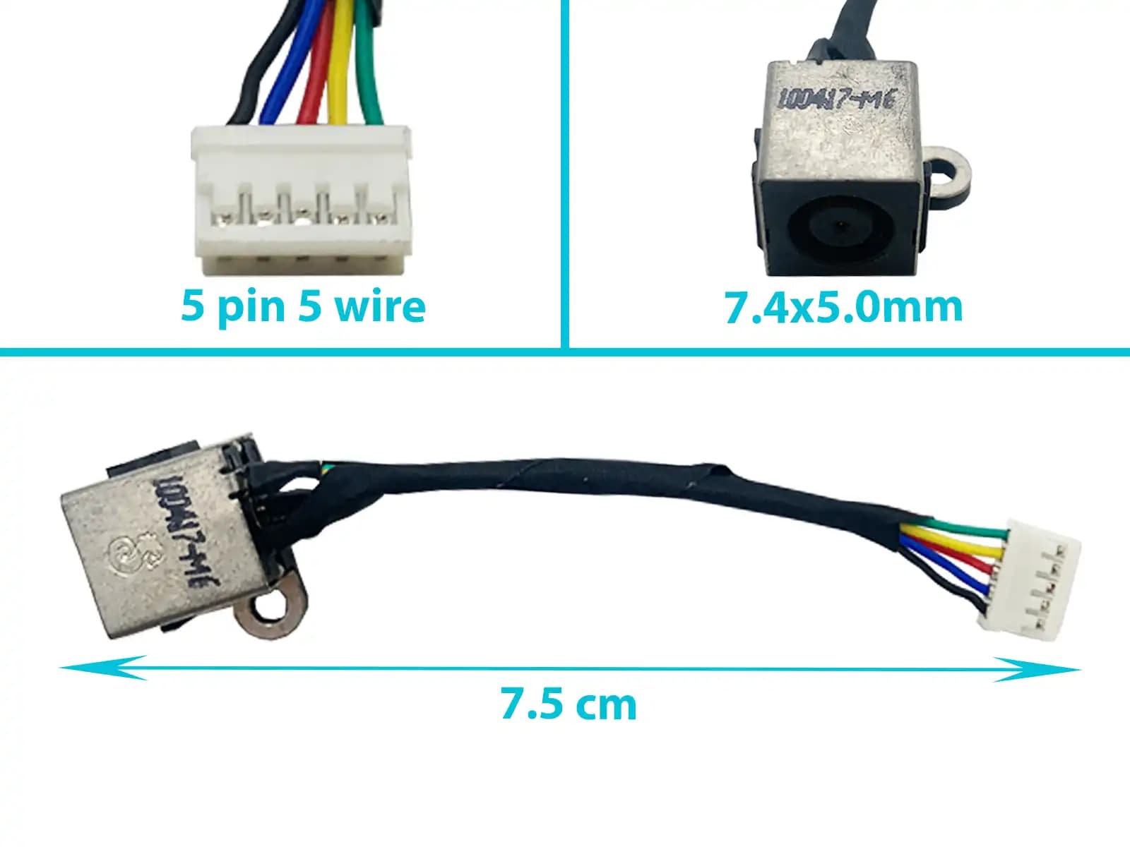 DC JACK DELL INSPIRON 14R 5420 7.4x5.0mm CON CABLE LARGO 7.5 CM — imagen 1