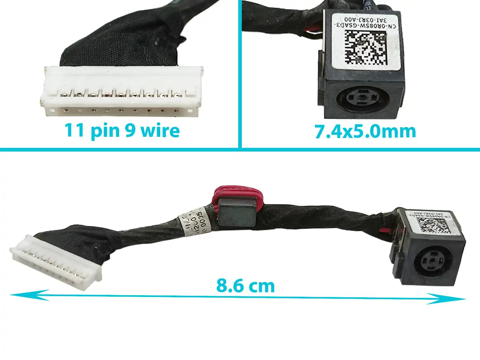 DC JACK HP 17M 17X R1 7.4x5.0mm CON CABLE LARGO 8.6 CM — imagen 1