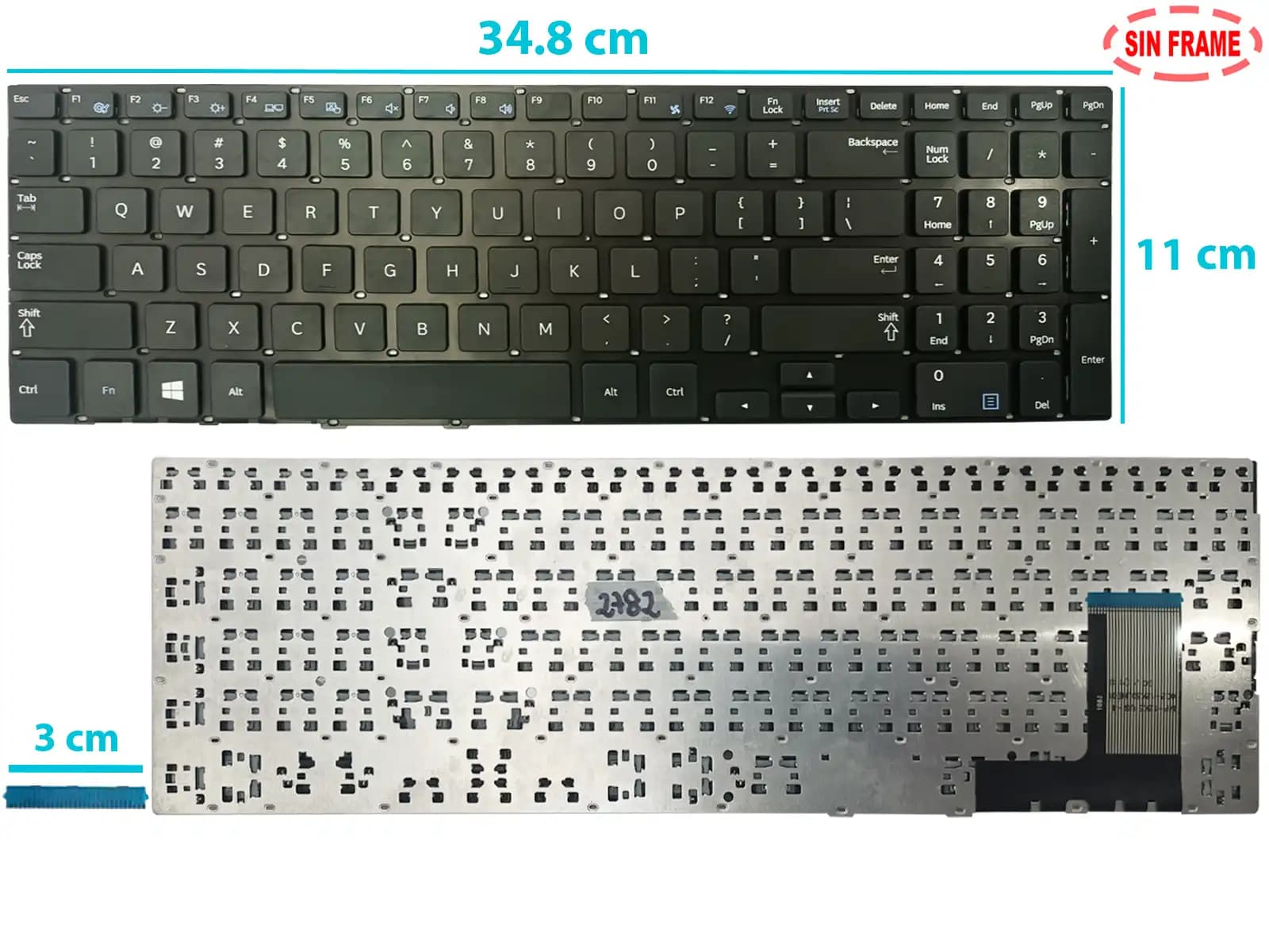 TECLADO SAMSUNG 370R5E NP370R5E 510R5E NP510R5E 450R5E 450R5V SIN FRAME US NUMÉRICO — imagen 1