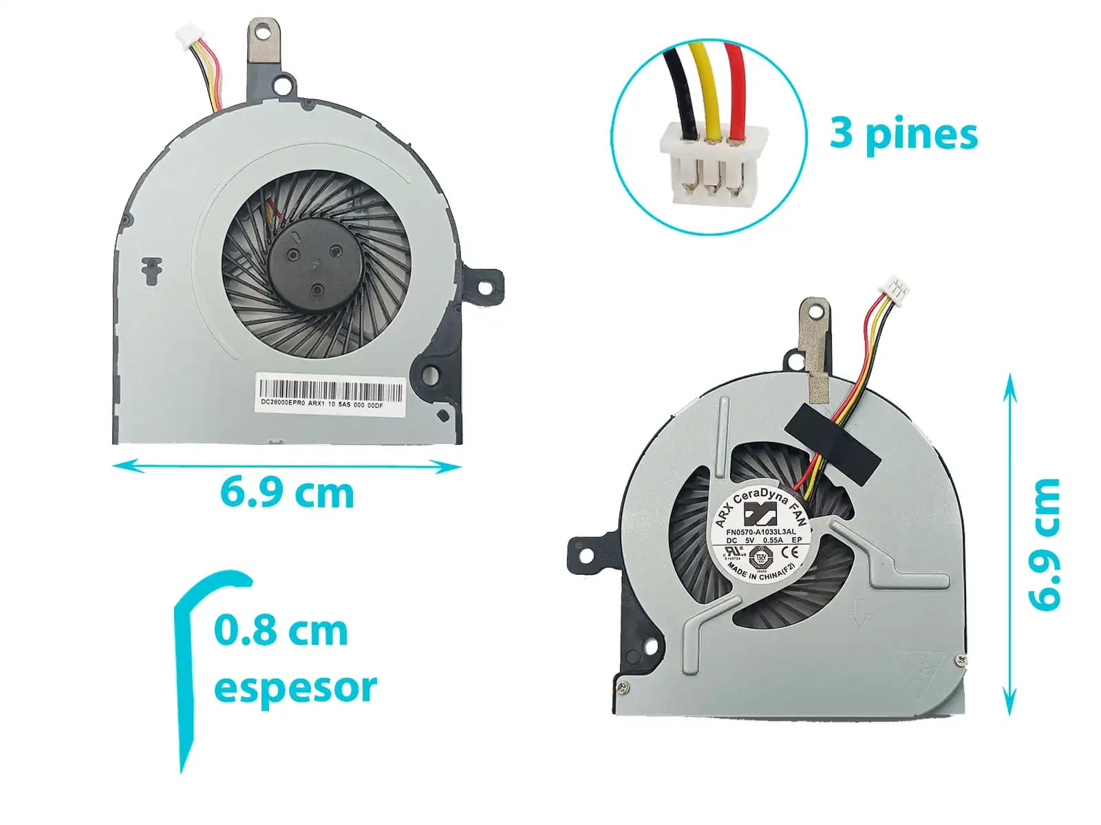 COOLER TOSHIBA C50-B C55T-B5286 C55T-B5354 C55T-B5380 C55D-B5319 C55D-B5351 C55D-B5385 C55T-B5230 C55D-B5310 (3 LINES) — imagen 1