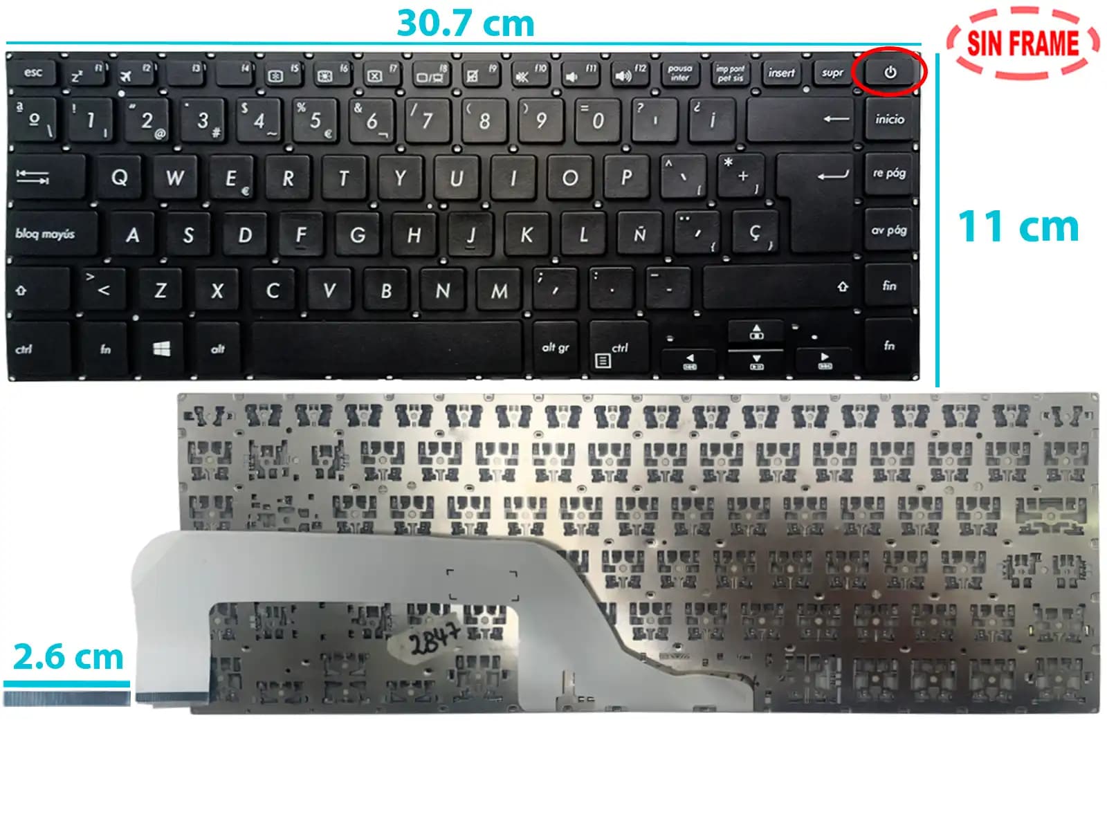 TECLADO ASUS VIVOBOOK 15 X505 X505B K505 K505B BOTTON POWER SIN FRAME SP — imagen 1